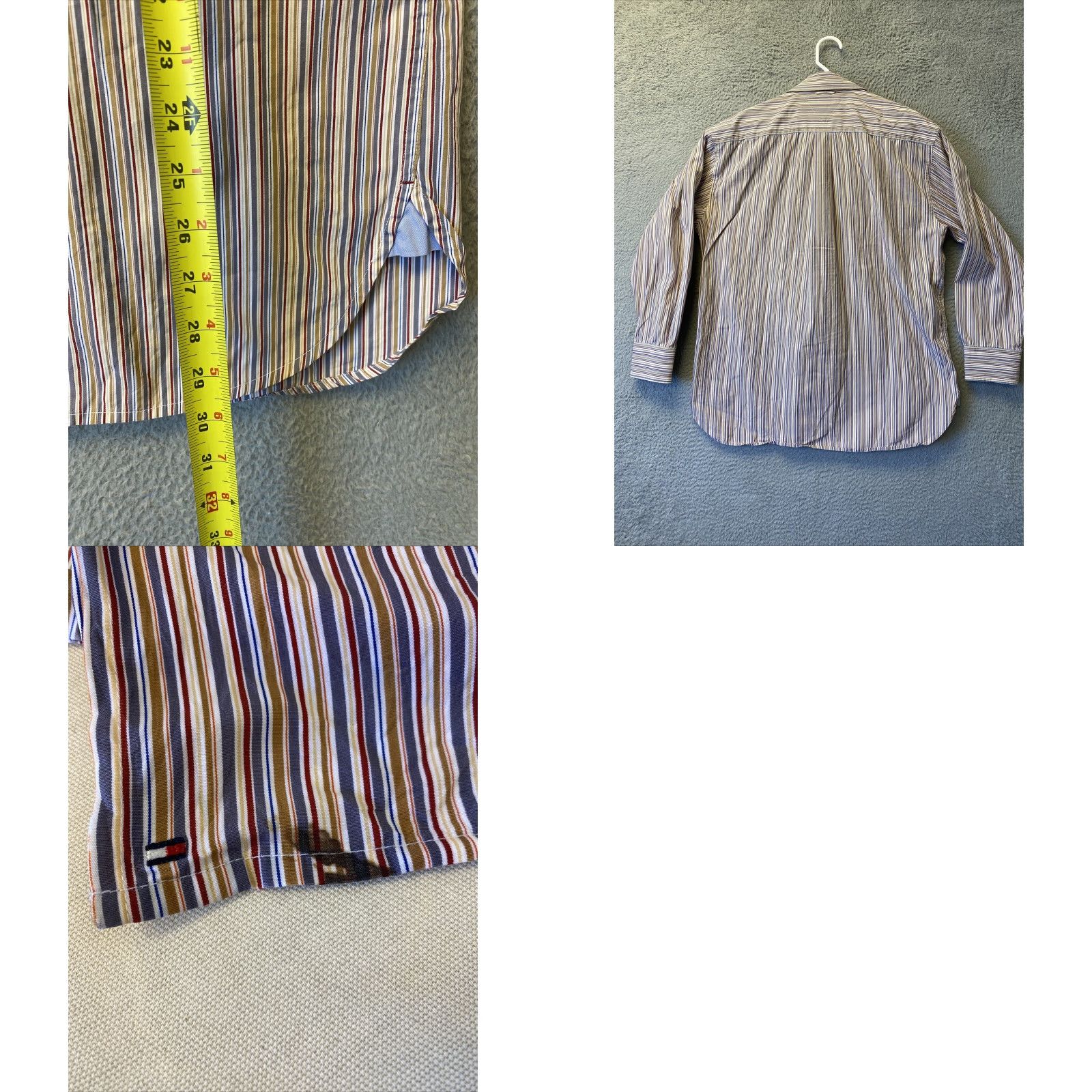 Tommy Hilfiger VINTAGE Tommy Hilfiger Button-Up Shirt Large Striped Brown Long Sleeve Casual Mens Size US L / EU 52-54 / 3 - 8 Thumbnail