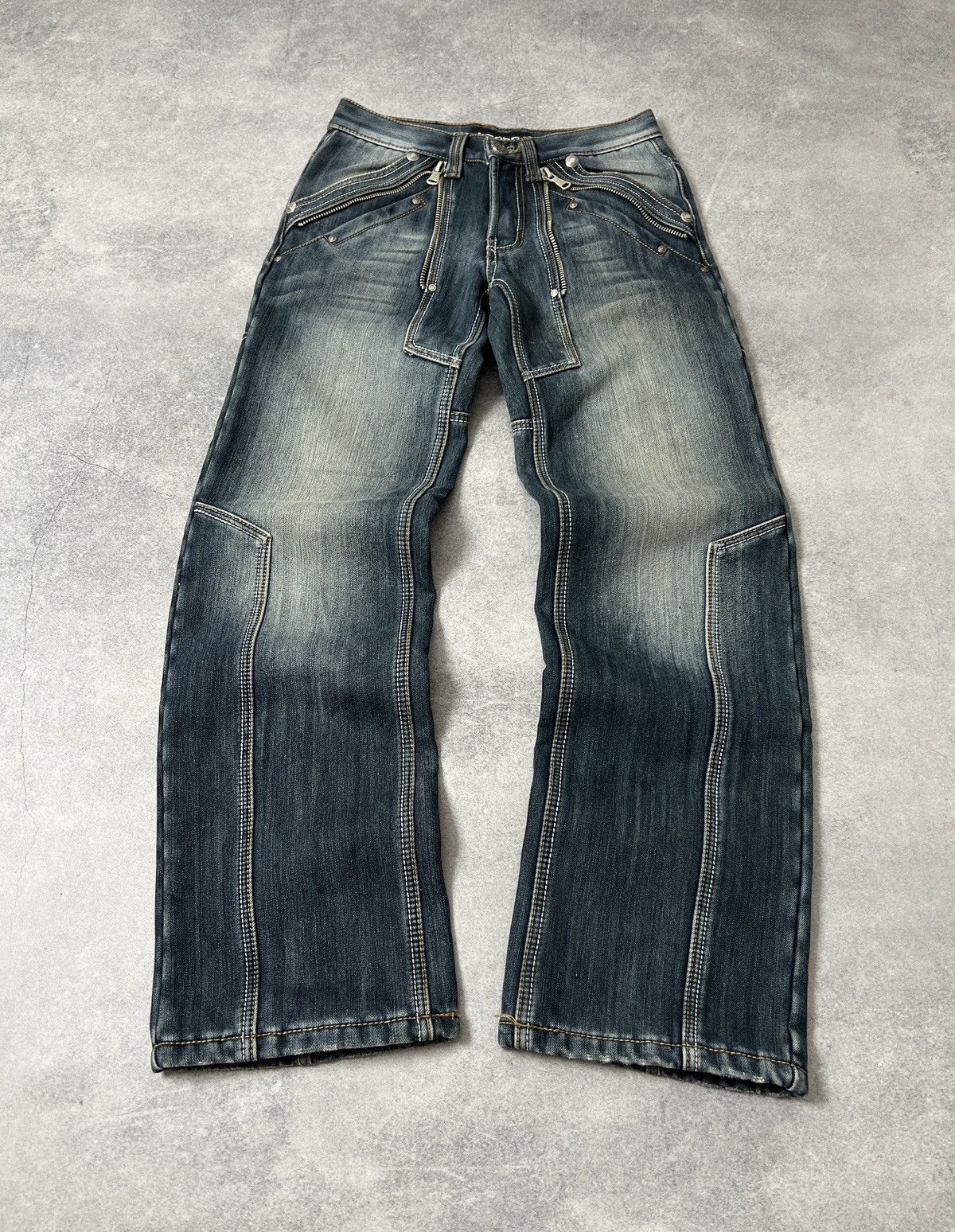 Japanese Brand Leonni washed dark blue flared jeans mens avant-garden Size US 34 / EU 50 - 1 Thumbnail