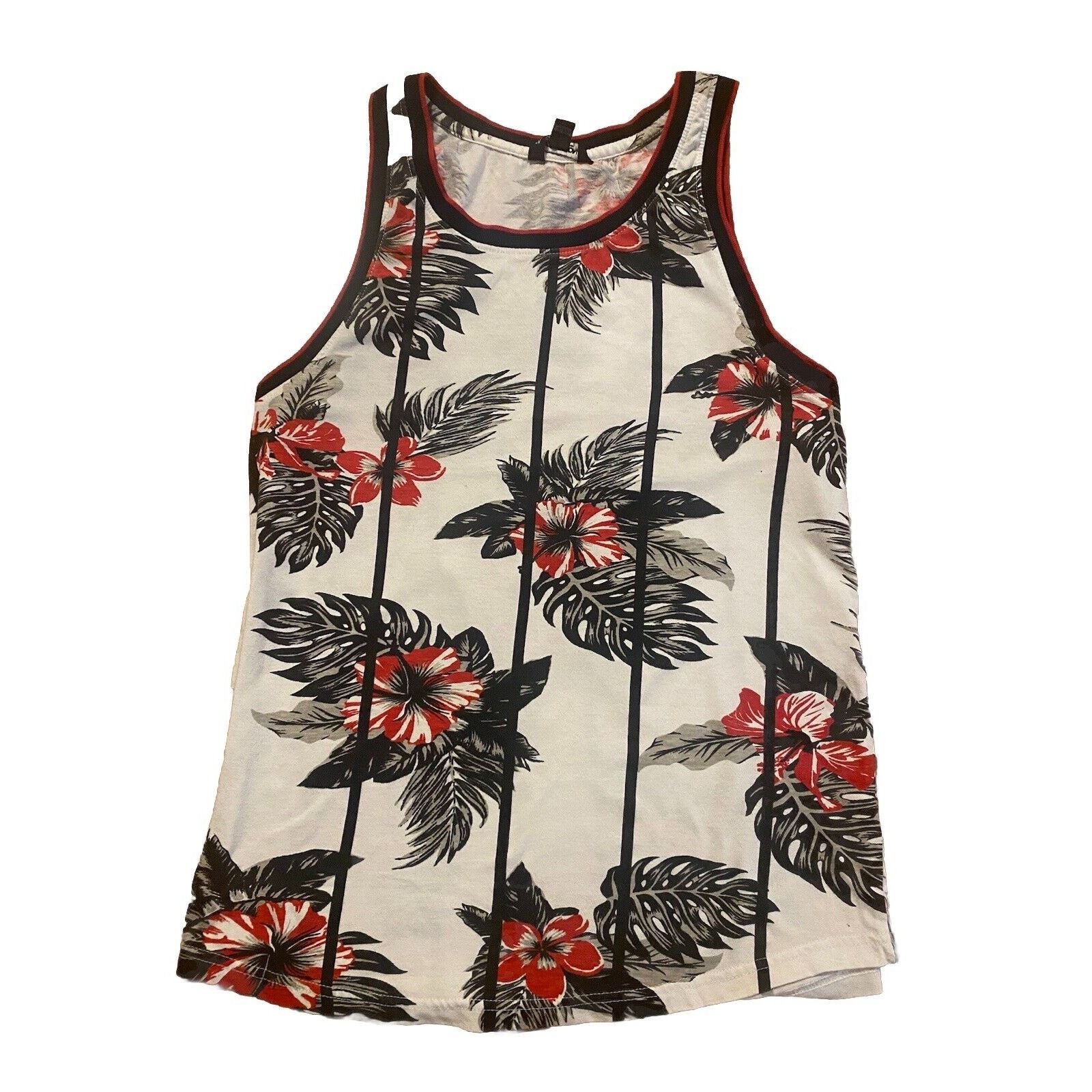 & Other Stories MENS HAWAIIAN FLORAL TEAL BLUE RED TANK TOP T-SHIRT SIZE M Size US M / EU 48-50 / 2 - 6 Thumbnail