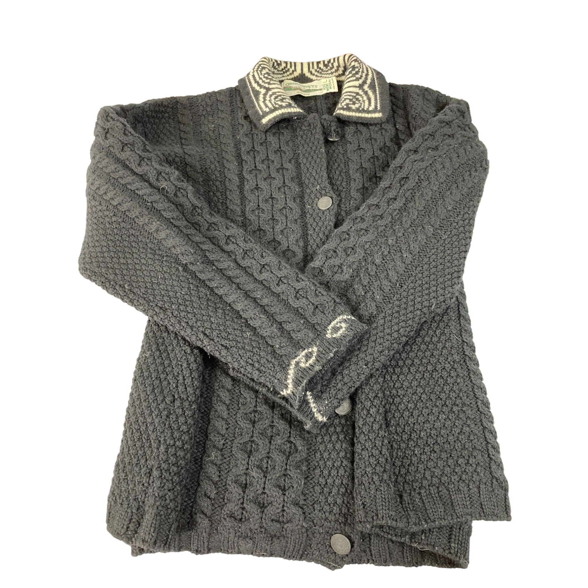 Aran Crafts Aran Crafts Womens Black Merino Wool Cable Knit Sweater L Vi Size L / US 10 / IT 46 - 12 Thumbnail