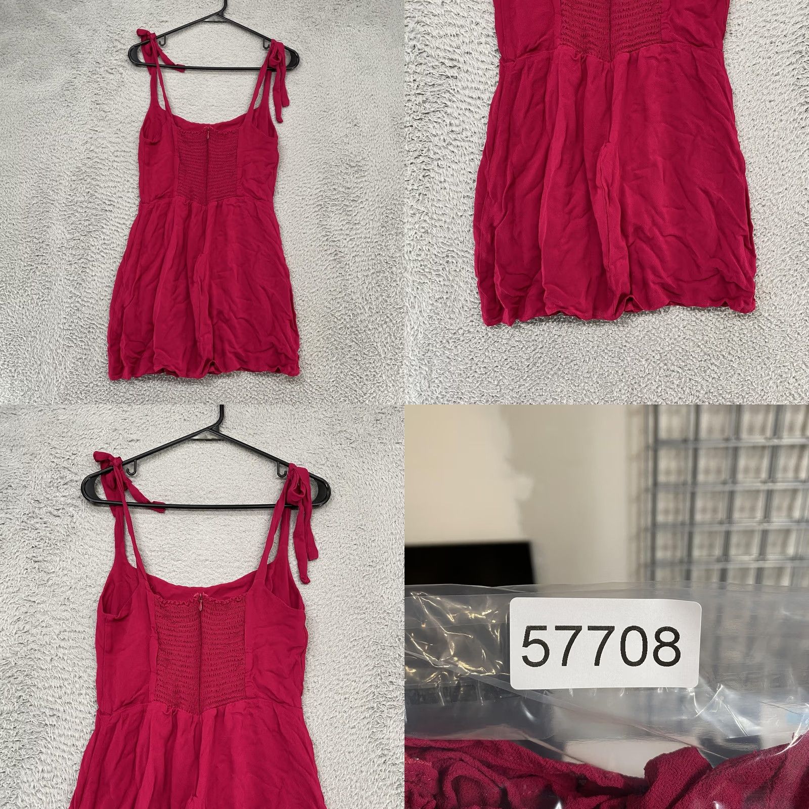Reformation Reformation Annabelle Mini Dress Womens 12 Rhubarb Tie Strap Scoop Neck Smocked Size XL / US 12-14 / IT 48-50 - 8 Thumbnail