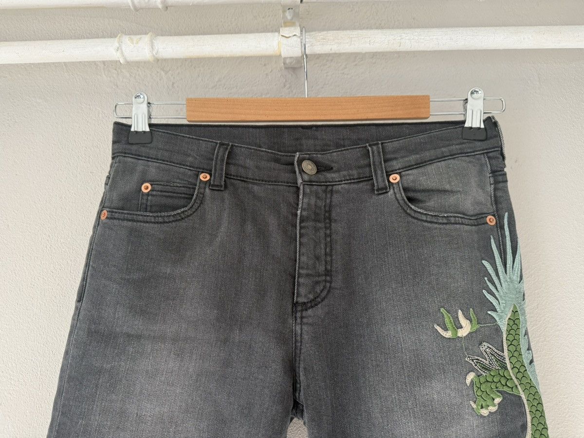 Gucci Slim Grey Jeans with Dragon Embroidery Size US 29 - 3 Thumbnail