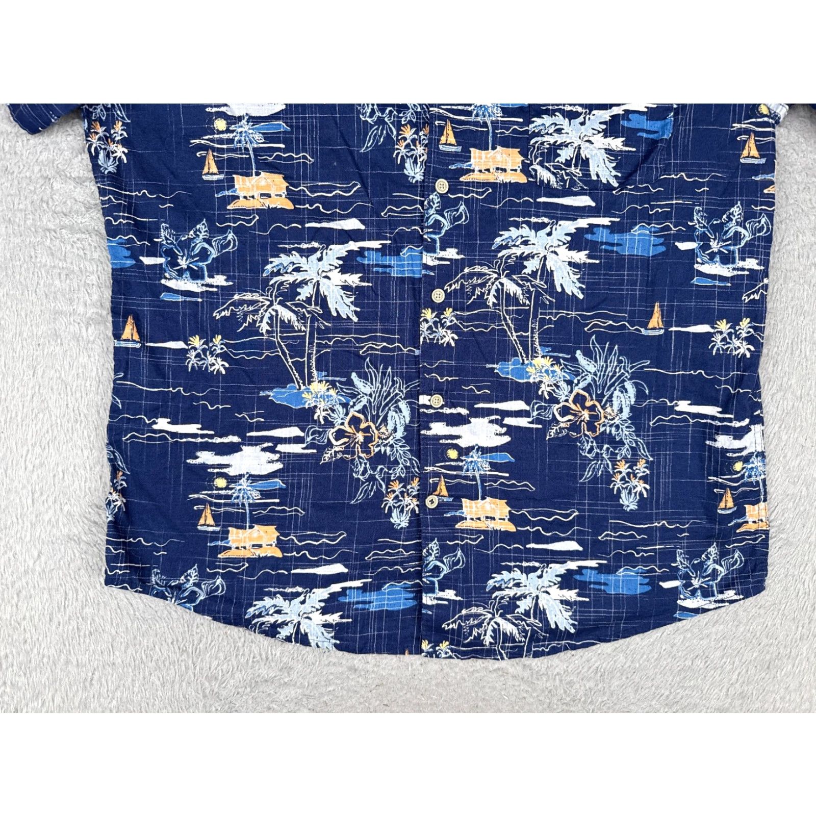 Izod VINTAGE IZOD Saltwater Shirt Men XL Blue Floral Palm Button Up Cotton Hawaiian Size US XL / EU 56 / 4 - 5 Thumbnail