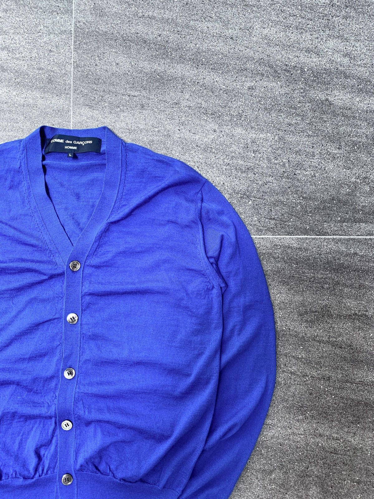 Comme des Garcons Homme Contrast Blue Wool Cardigan Size US M / EU 48-50 / 2 - 3 Thumbnail