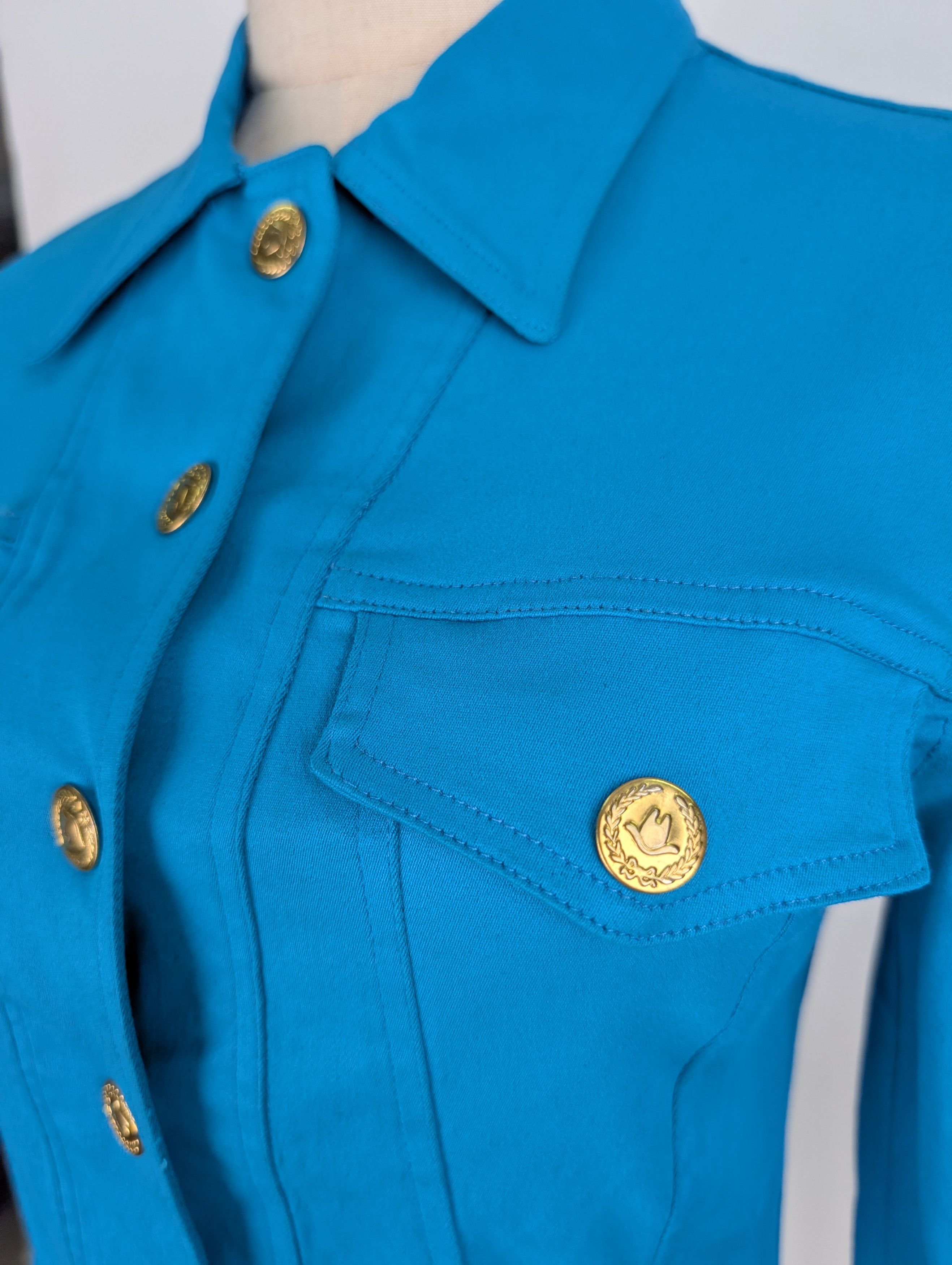 Moschino Vibrant Blue Stretched Denim Top Size S / US 4 / IT 40 - 3 Thumbnail