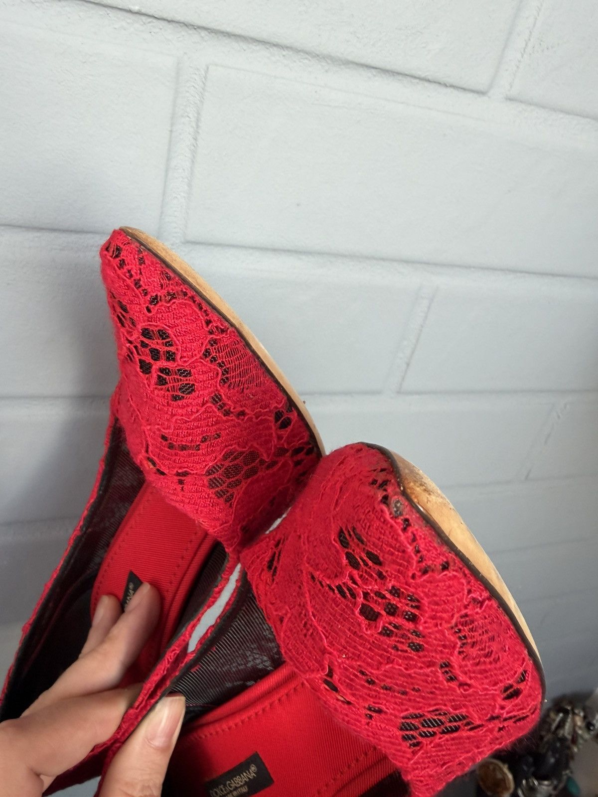 Dolce & Gabbana Lace high-heeled shoes Red Size 37 Size US 7 / IT 37 - 13 Thumbnail