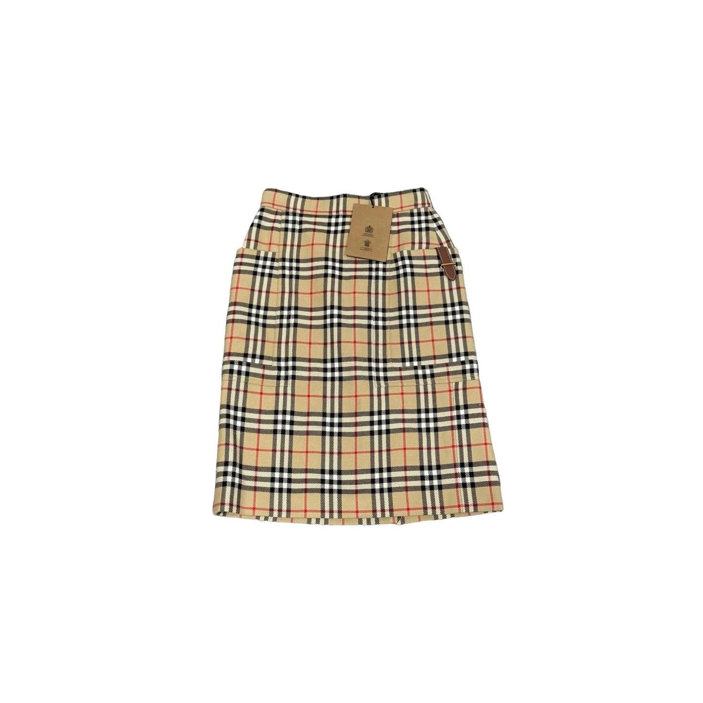 Burberry Burberry Check Wool Leather Trim Midi Skirt IT 34 Size 24" / US 00 / IT 34 - 1 Thumbnail