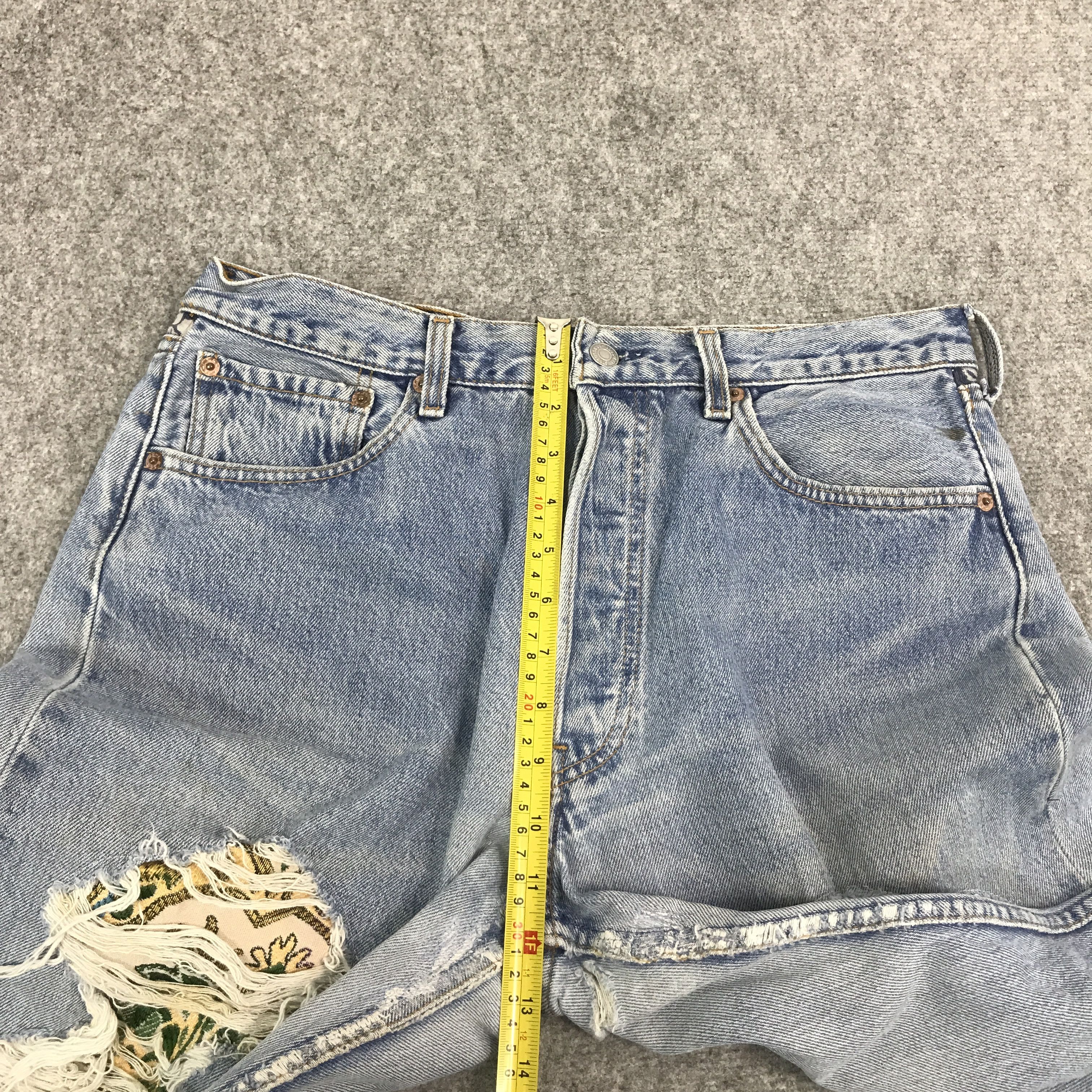 Levi's Vintage Clothing × Vintage Vtg Levi's 501 distressed patchwork denim jeans pants Size US 32 / EU 48 - 12 Thumbnail