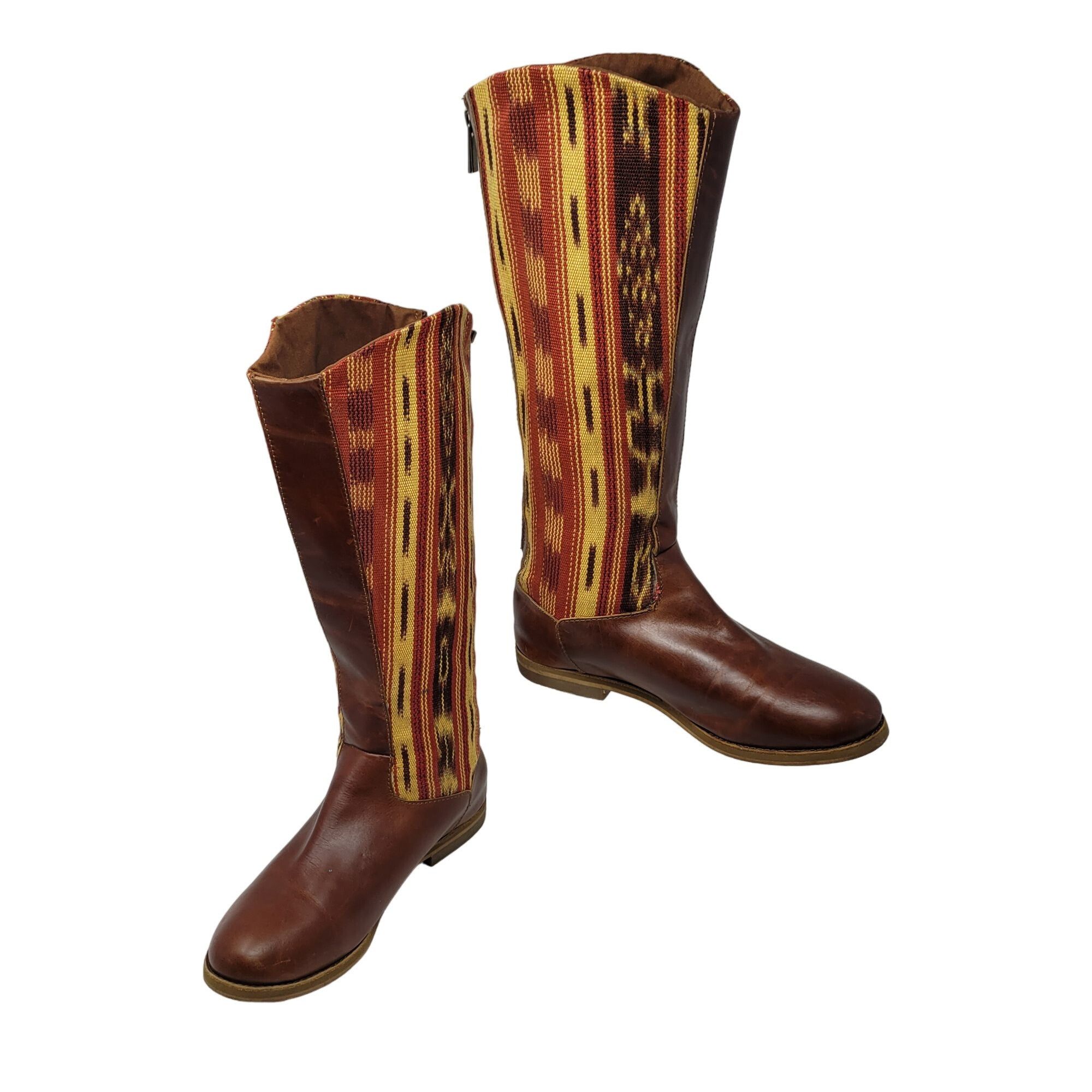 REEF Reef Santa Marta Leather Tapestry Tall Boots 7 Brown Hippie Size US 7 / IT 37 - 7 Thumbnail