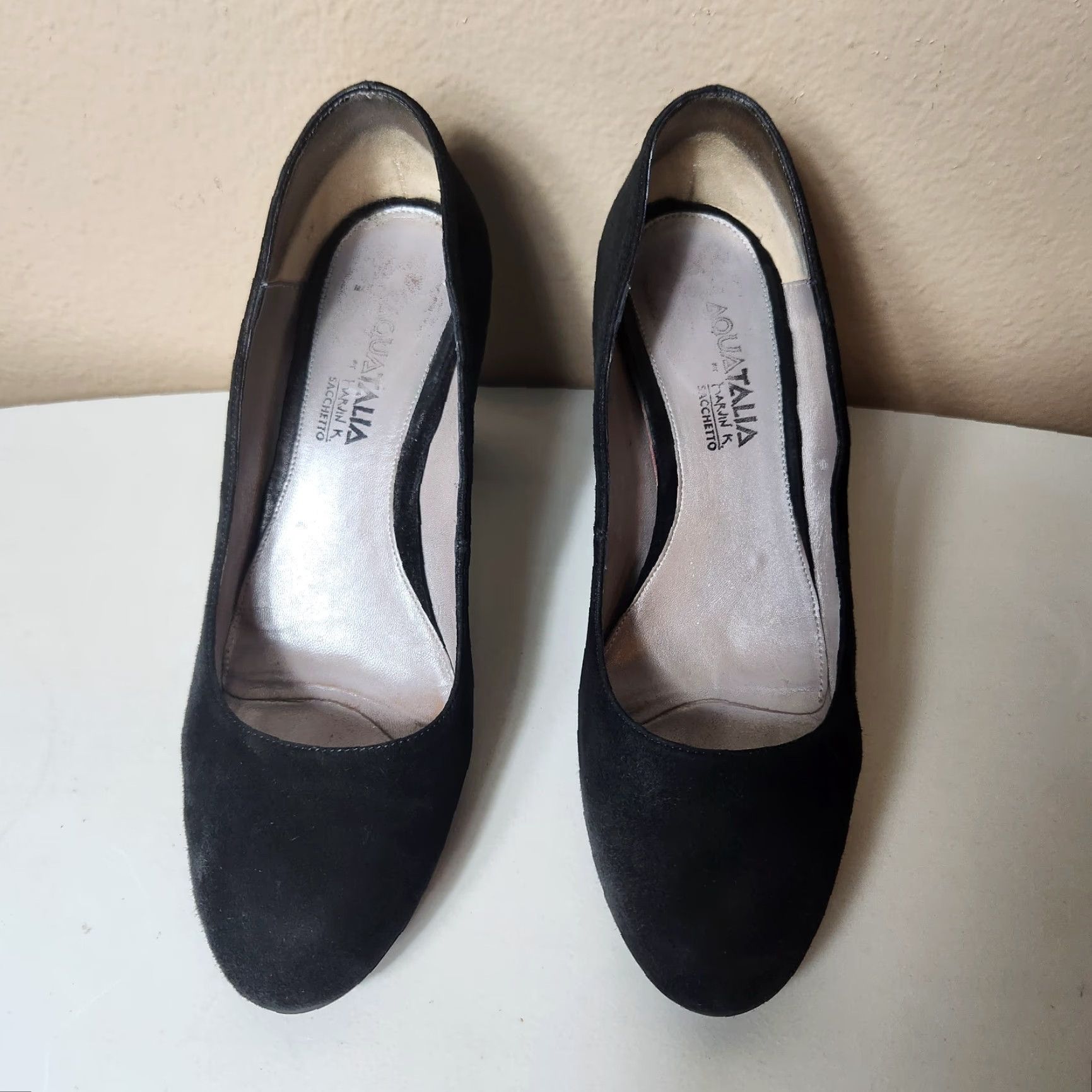 Aquatalia Aquatalia Black Suede Block Heel Pumps-Size 8 Womens Pump, Leather Lining, Leather Insole, Rubber Outsole, Slip On, High Heel Size US 8 / IT 38 - 4 Thumbnail