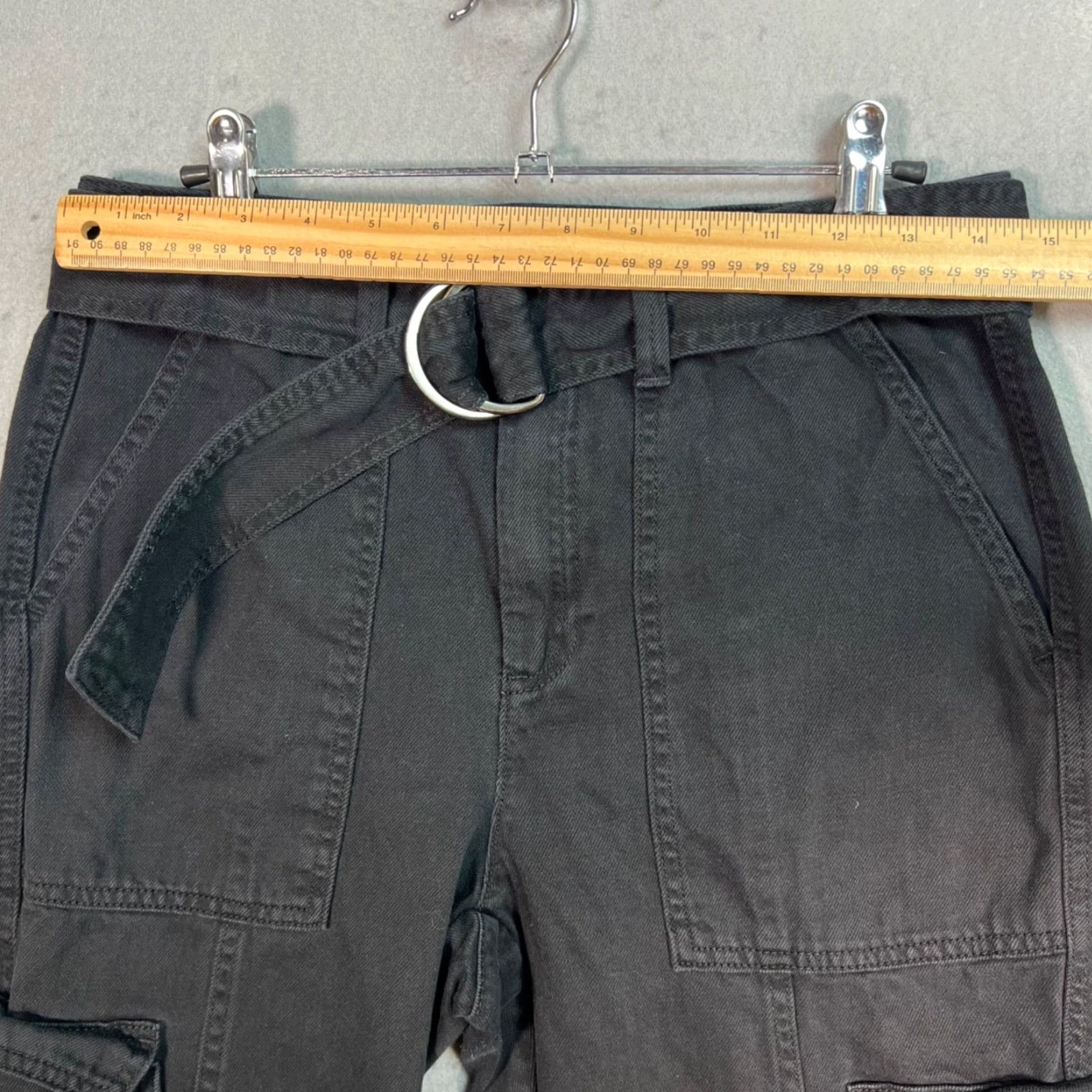 Banana Republic Banana Republic Womens 4 Black Belted Cargo Pants Cotton Casual D-Ring Belt Modern Tapered Inseam 24in Size 27" / US 4 / IT 40 - 5 Thumbnail