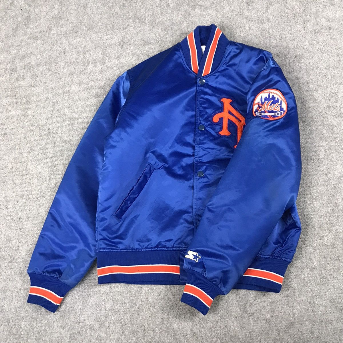 MLB × Starter × Vintage STARTER NEW YORK METS BOMBER SNAP BUTTON SIGNATURE JACKET Size US S / EU 44-46 / 1 - 6 Thumbnail