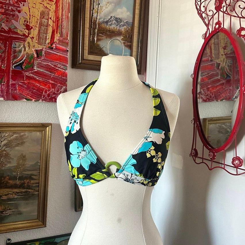 Other hula honey floral green blue halter bikini top Size M / US 6-8 / IT 42-44 - 1 Thumbnail