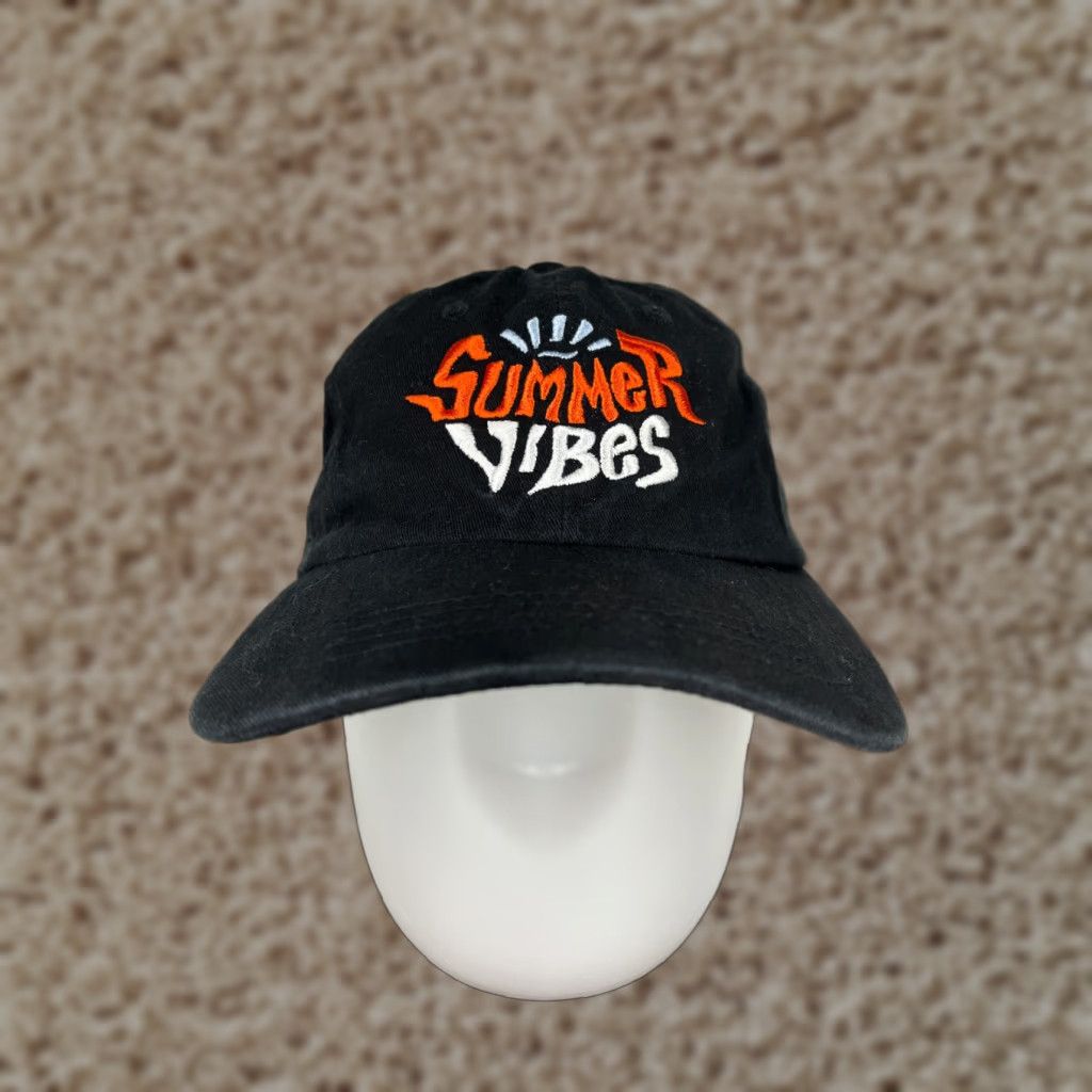 Forever 21 FOREVER 21 Hat Cap Strap Back Adult Black Summer Beach Embroidered Print D Size ONE SIZE - 1 Thumbnail
