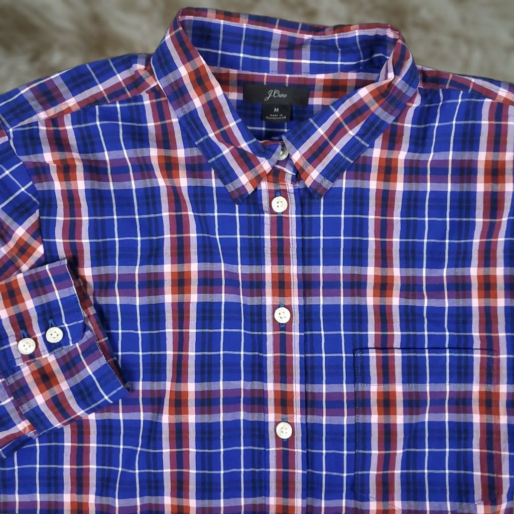 J.Crew VINTAGE J.CREW Blue Red Plaid Button-Up Shirt Women's Medium Long Sleeve Casual Size M / US 6-8 / IT 42-44 - 1 Thumbnail