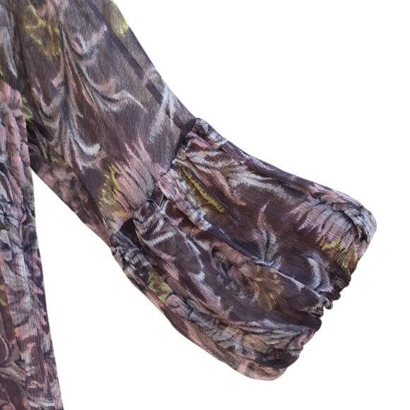 Bcbgmaxazria Y2K BCBGMaxAzria Silk Baby Doll Top Blouse Sz S Brown Sheer Size S / US 4 / IT 40 - 9 Thumbnail