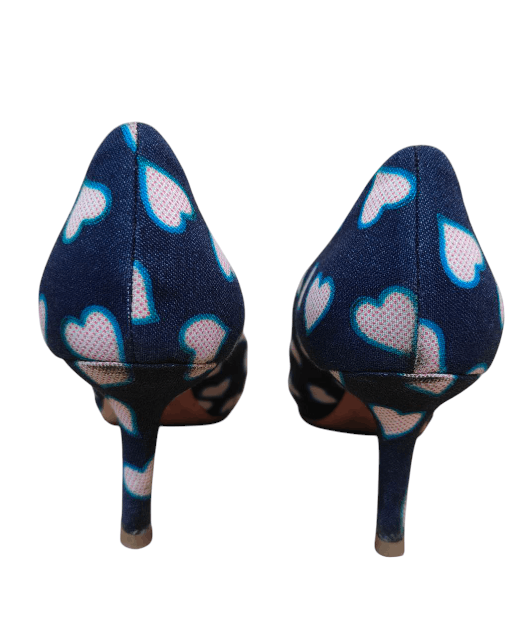 Miu Miu 💥LAST CALL💥 Peep Toe Pumps Blue Denim with Heart Size US 8.5 / IT 38.5 - 7 Thumbnail