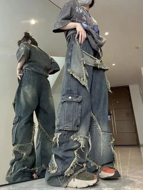 Japanese Brand × Jean Y2K Vintage Big Star Designed Ripped Denim Oversize Jeans Size 24" / US 00 / IT 34 - 4 Thumbnail