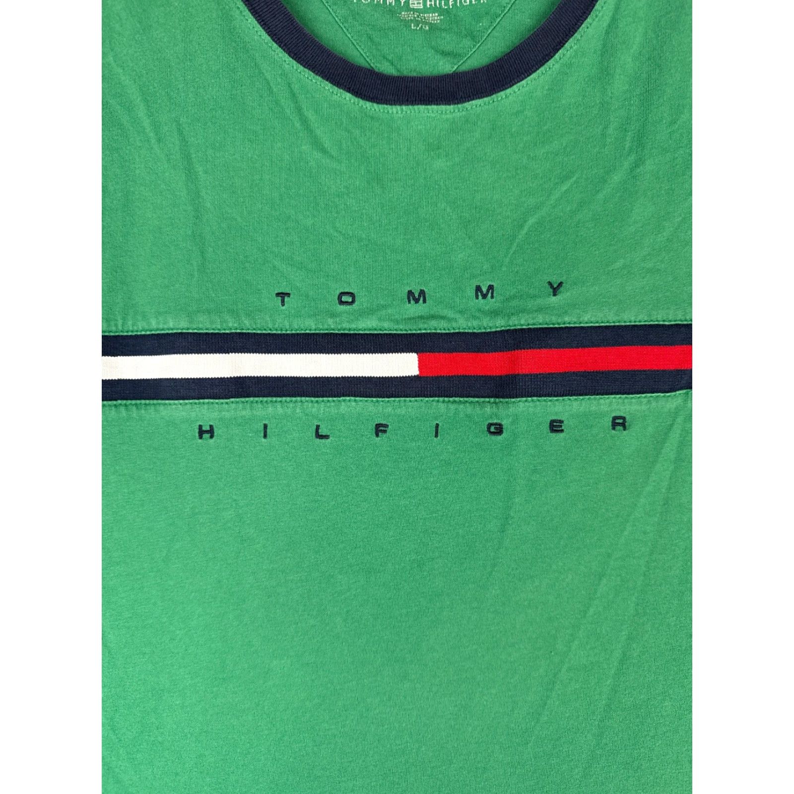 Tommy Hilfiger Tommy Hilfiger Shirt Adult Large Green 100% Cotton Crew Neck Short Sleeve READ Size US L / EU 52-54 / 3 - 6 Thumbnail