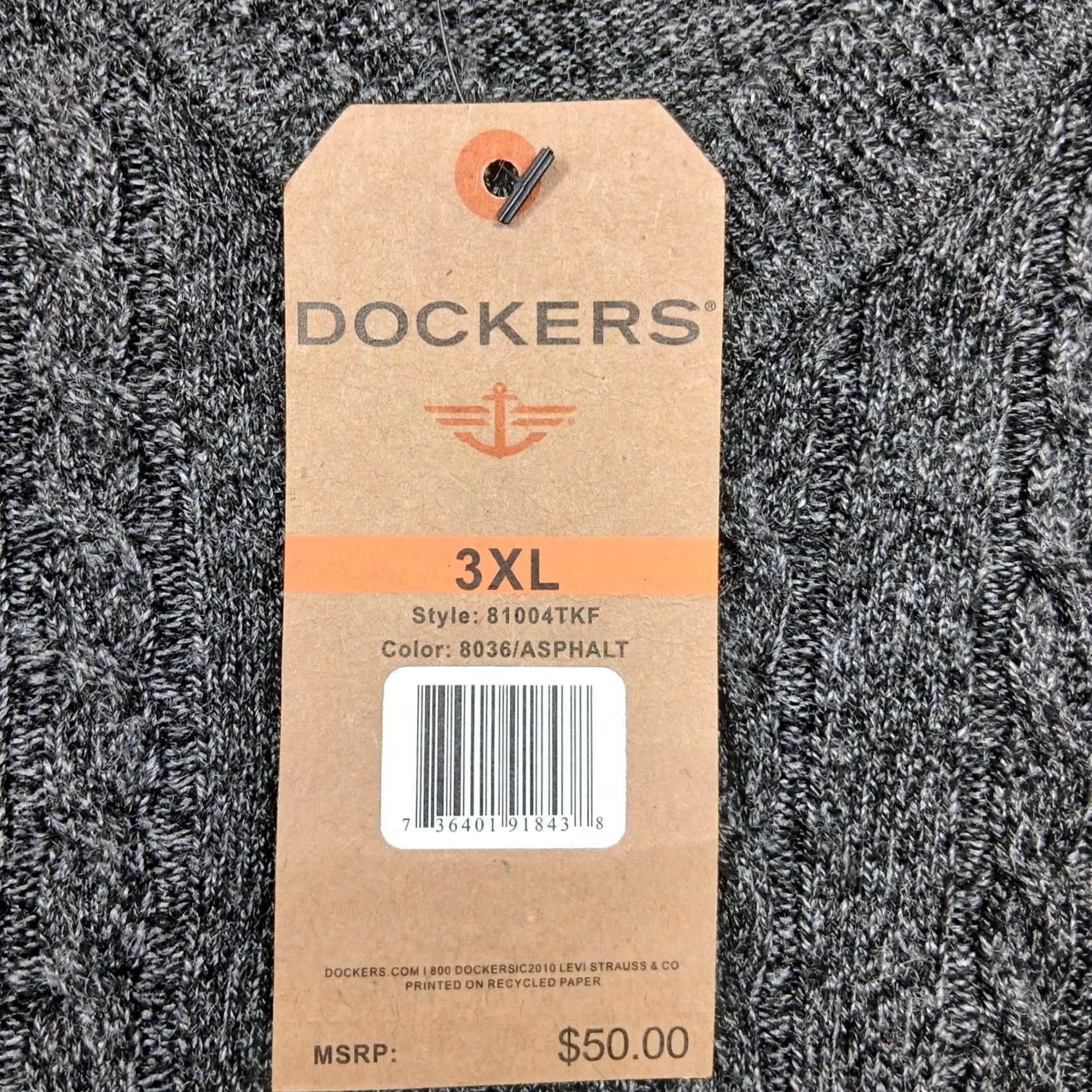 Dockers Dockers Men's Vest 3XL Gray Cable Knit Comfort Touch NWT V-Neck Sweater Vest, Bodywarmer, Classic, Casual, Workwear, Men’s, Knit, Fall Winter Size US XXL / EU 58 / 5 - 4 Thumbnail