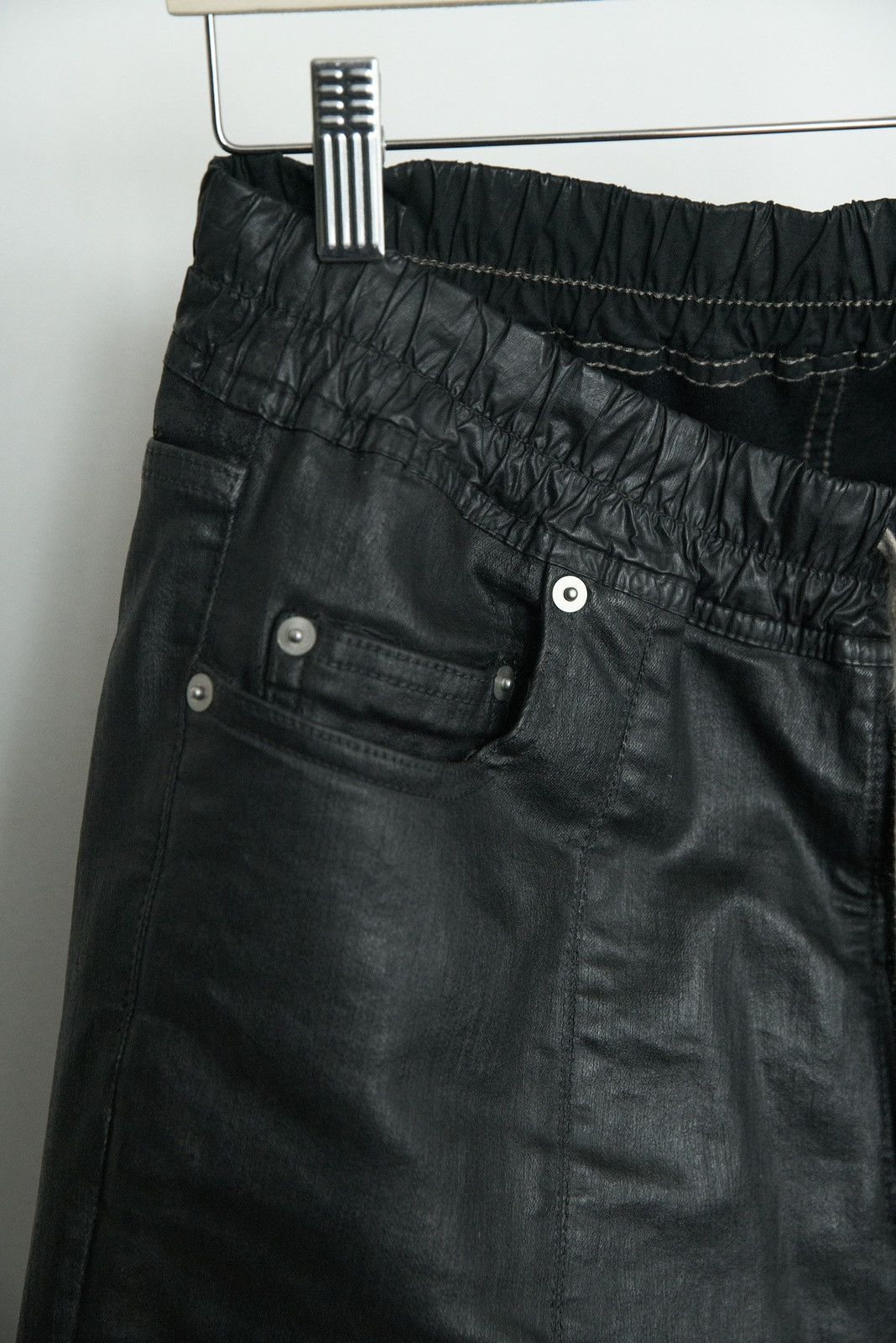 Rick Owens DRKSHDW slit cut waxed pants