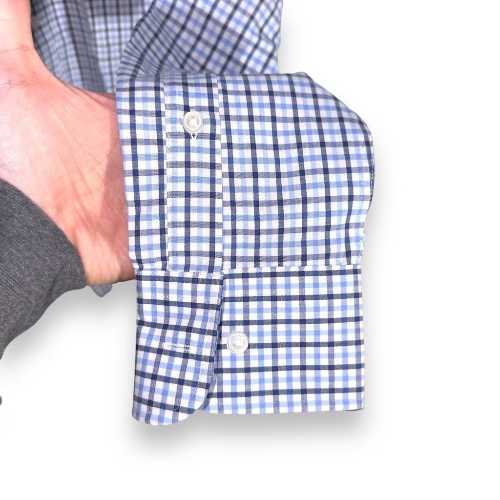 Tommy Hilfiger NWT Tommy Hilfiger Blue Plaid Semi Spread Dress Shirt M 15.5 32/33 Size US M / EU 48-50 / 2 - 7 Thumbnail