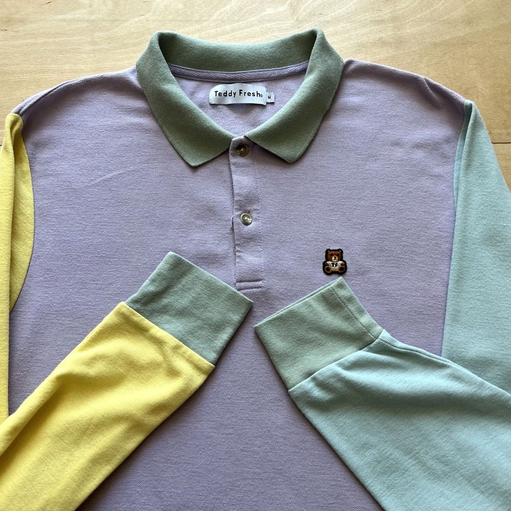 Teddy Fresh Teddy Fresh Polo Shirt Multicolor Color Block Long Sleeve Mens Shirt Polo Size US M / EU 48-50 / 2 - 3 Thumbnail
