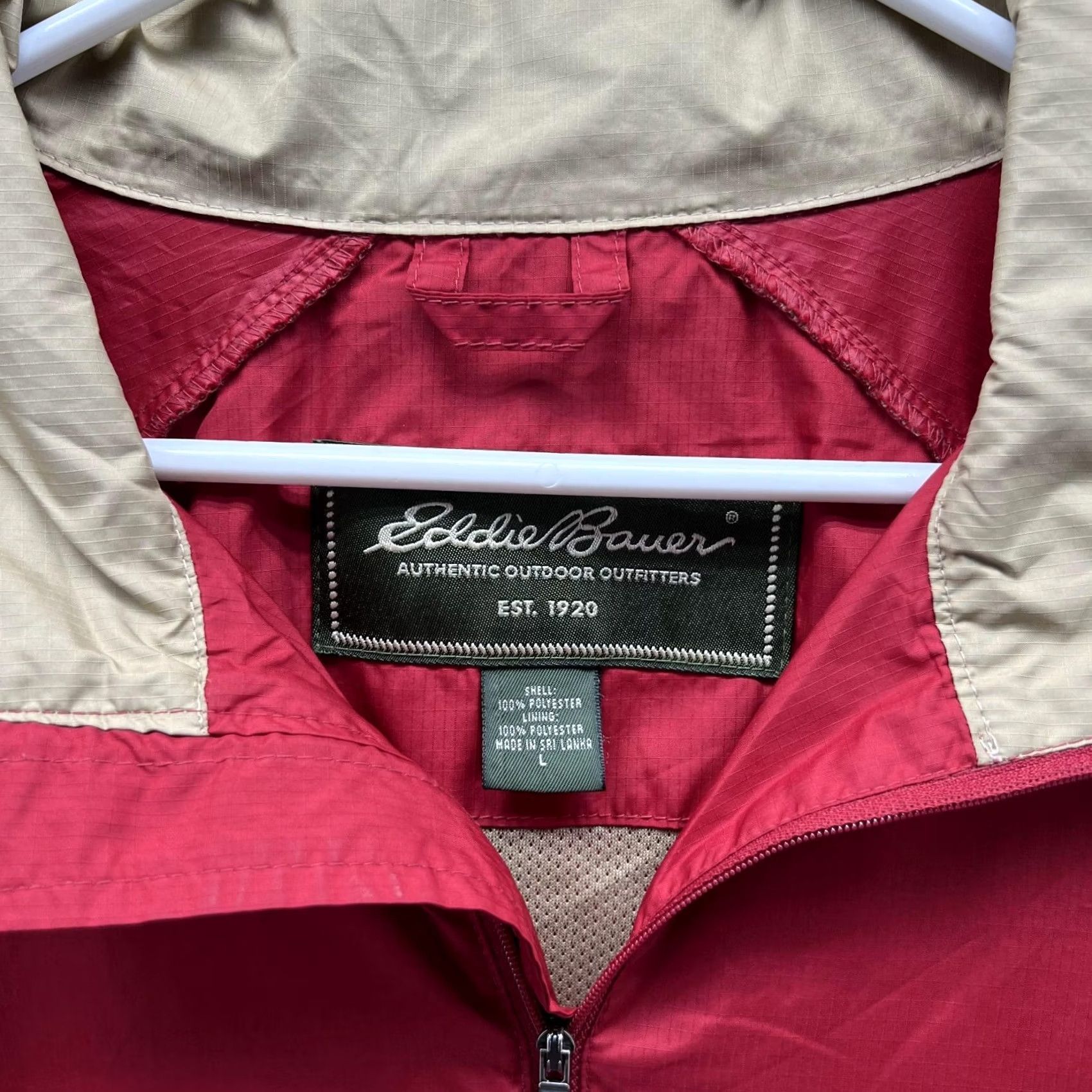 Eddie Bauer VINTAGE Eddie Bauer Jacket Windbreaker Full Zip Red Polyester OUTDOORS Men Large L Size US L / EU 52-54 / 3 - 6 Thumbnail