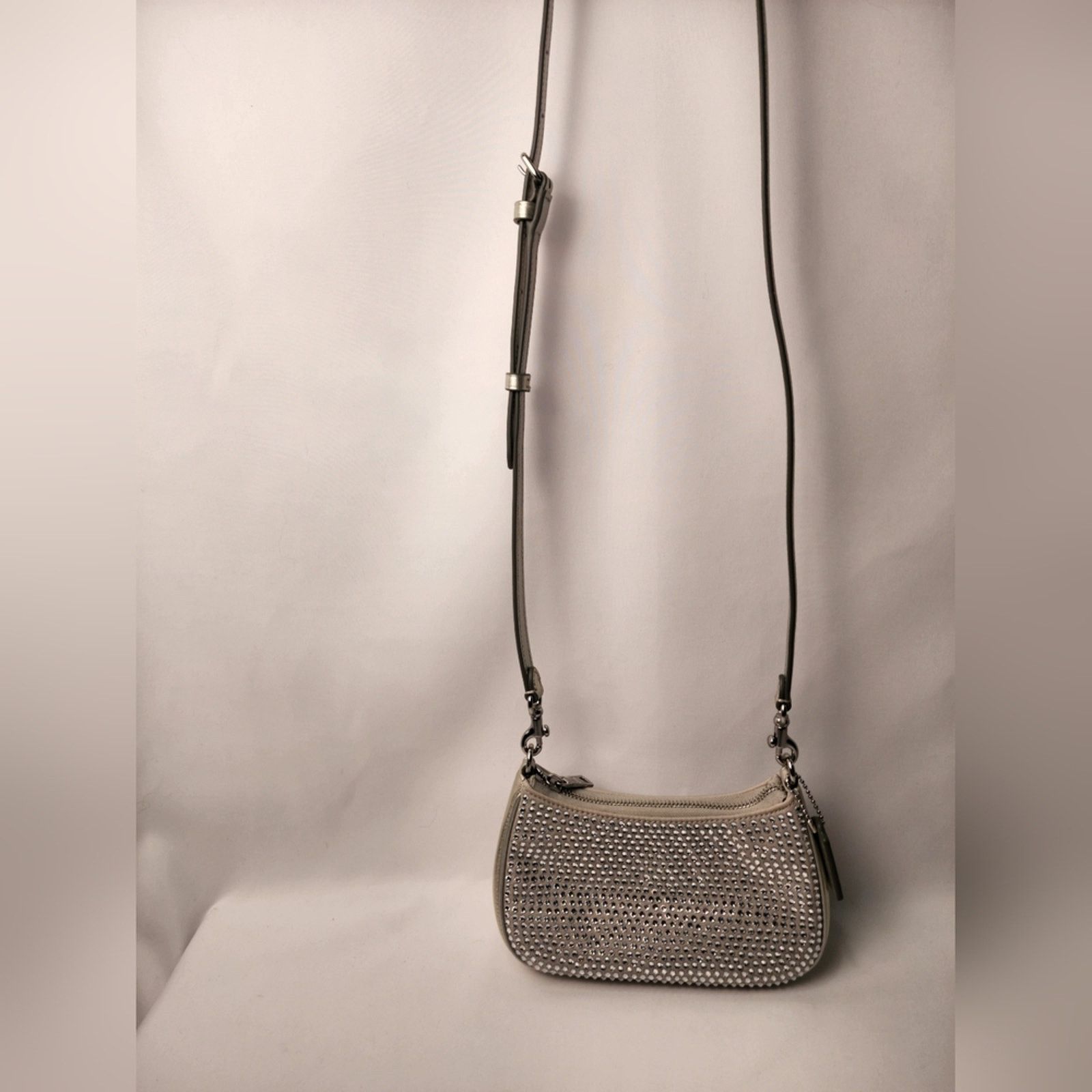 Coach Coach Teri Mini Crossbody Bag Silver Leather Crystal Shoulde Size ONE SIZE - 10 Thumbnail