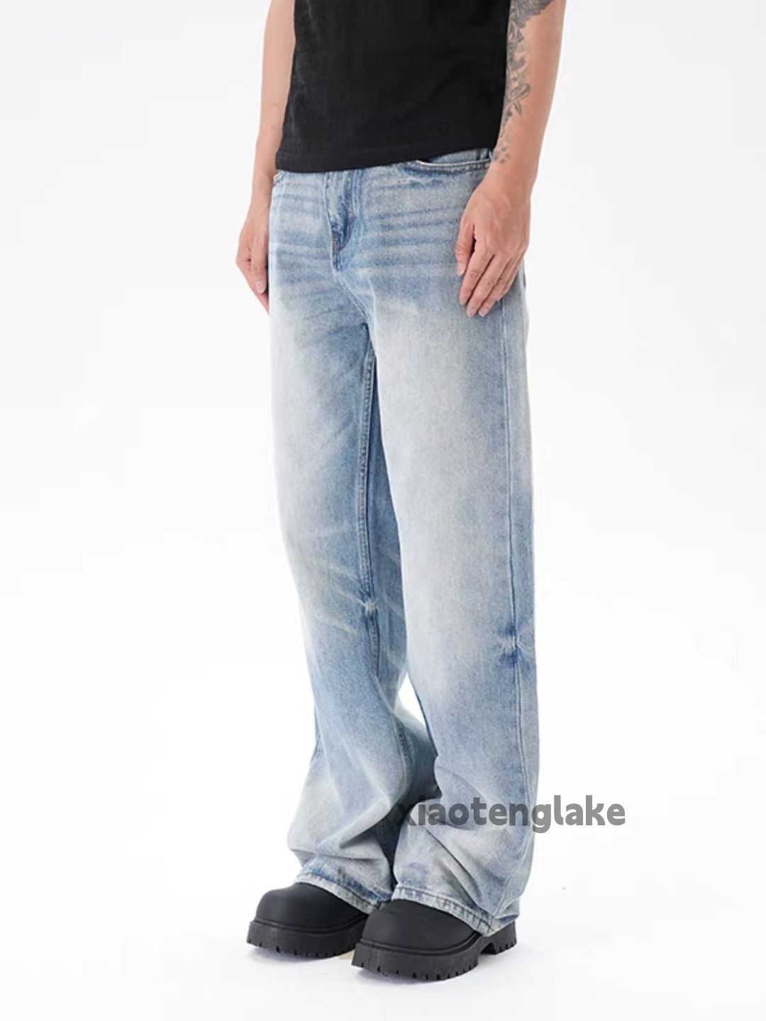 Designer Unisex washed faded loose baggy skate hiphop y2k pants Size US 34 / EU 50 - 3 Thumbnail