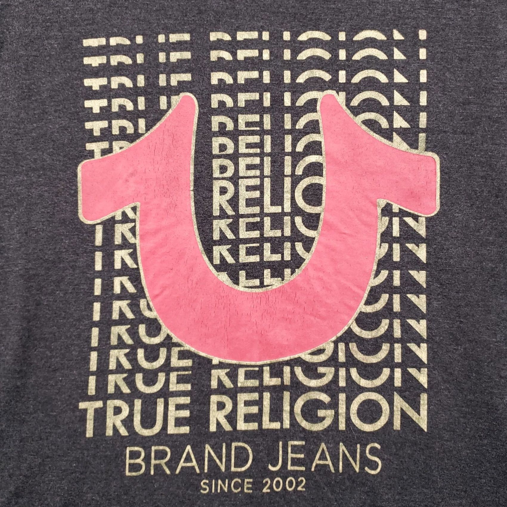 True Religion True Religion Mens T-Shirt L Large Gray AOP Graphic Print Short Sleeve Crew Neck Regular Fit Cotton Polyester Logo Vintage: No Mens Size US L / EU 52-54 / 3 - 4 Thumbnail