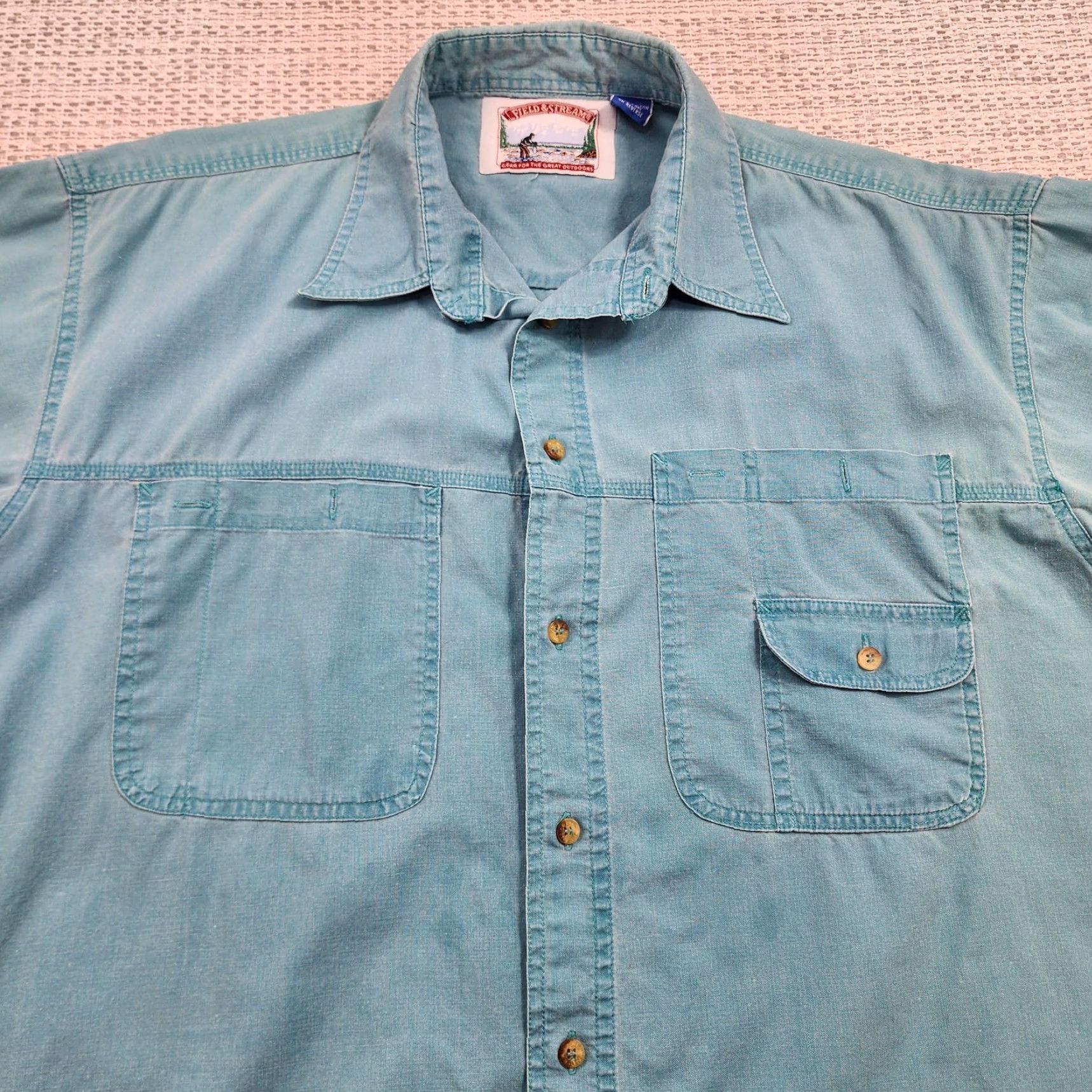 Vintage VINTAGE Field & Stream Shirt Mens L Blue Fishing Outdoors Button Up Graphic Print Embroidered Pockets Fisherman Size US L / EU 52-54 / 3 - 7 Thumbnail
