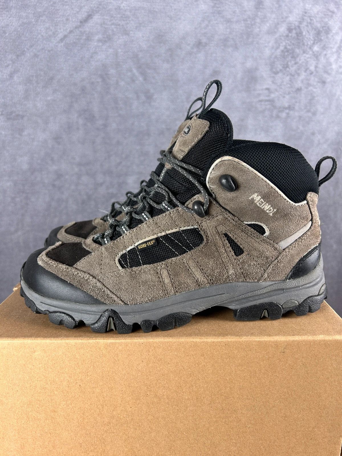 Vintage Meindl Gore-tex hiking high boots black grey mini logo Size US 7 / EU 40 - 2 Thumbnail