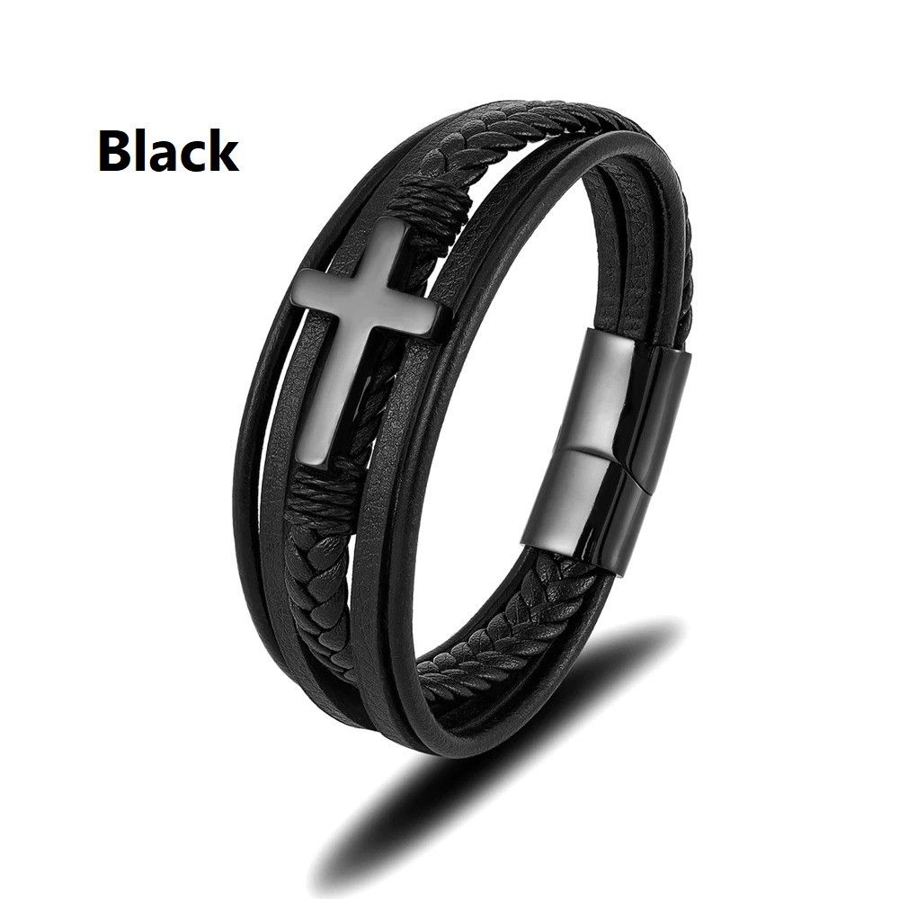 Other Cross Braided Leather Bracelet Accessories Gift For Him Size ONE SIZE - 8 Thumbnail