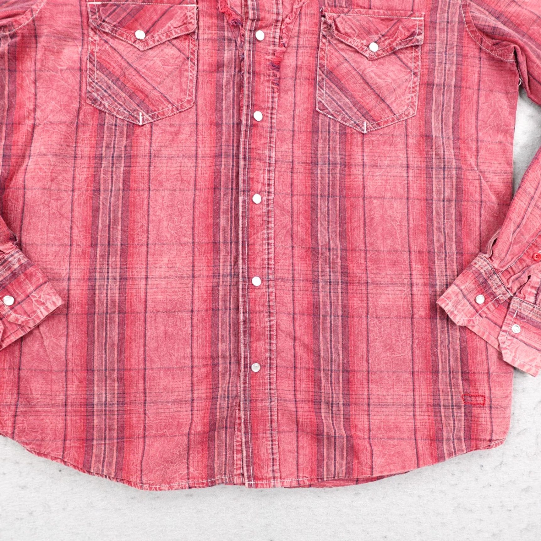 Levi's Levis Men Shirt Medium Red Plaid Western Pearl Snap Rodeo Frontier Country Ranch Button-Up Collared Neckline Snap Size US M / EU 48-50 / 2 - 4 Thumbnail