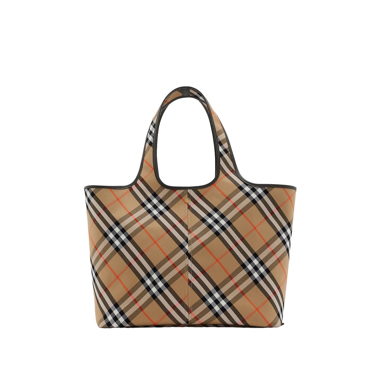 BURBERRY Medium Check Beige Canvas Shopper Tote Bag New