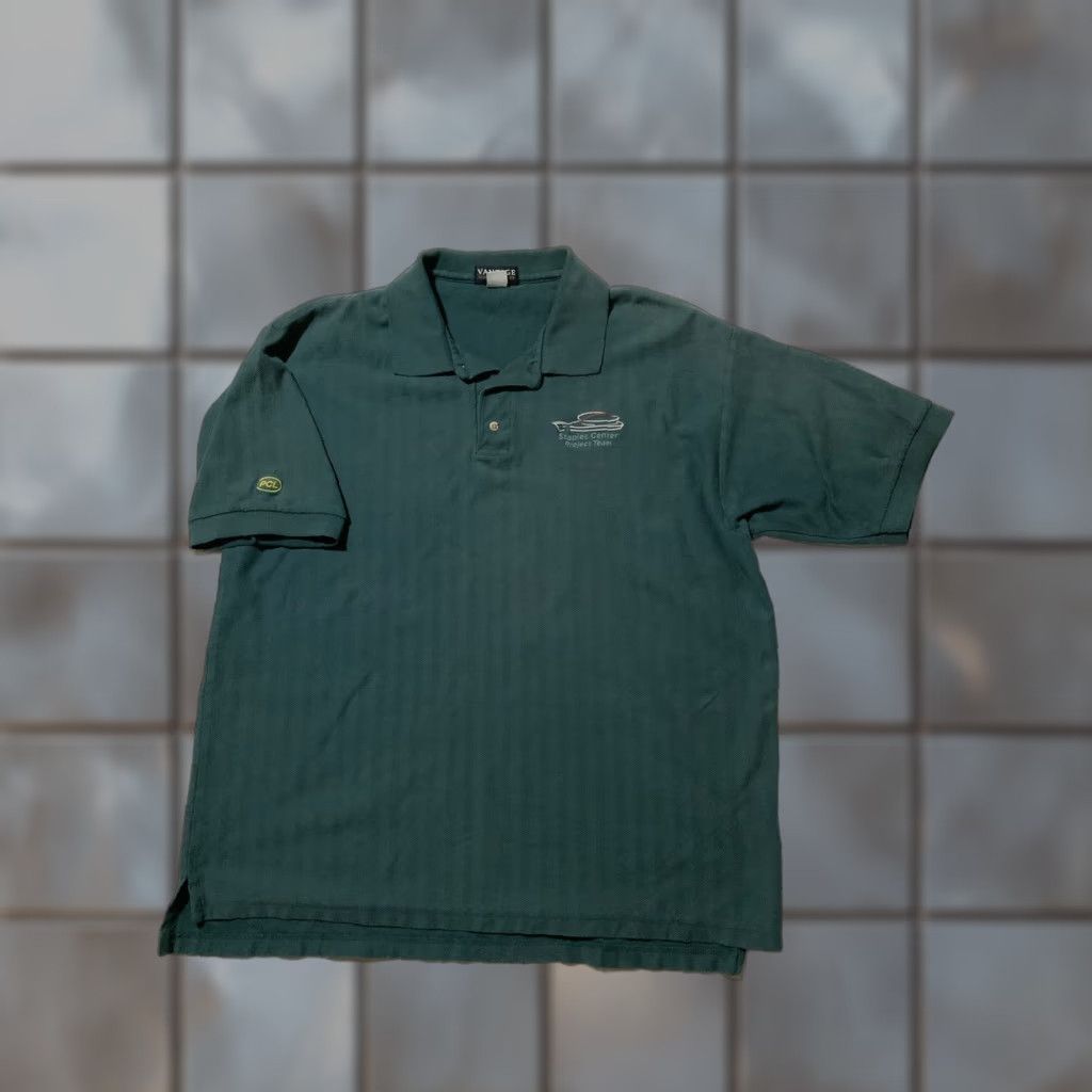 Vintage VINTAGE Vantage Custom Classics Staples Center Project Team Staff Polo XL Green Mens Polo Shirt XL Size US XL / EU 56 / 4 - 1 Thumbnail
