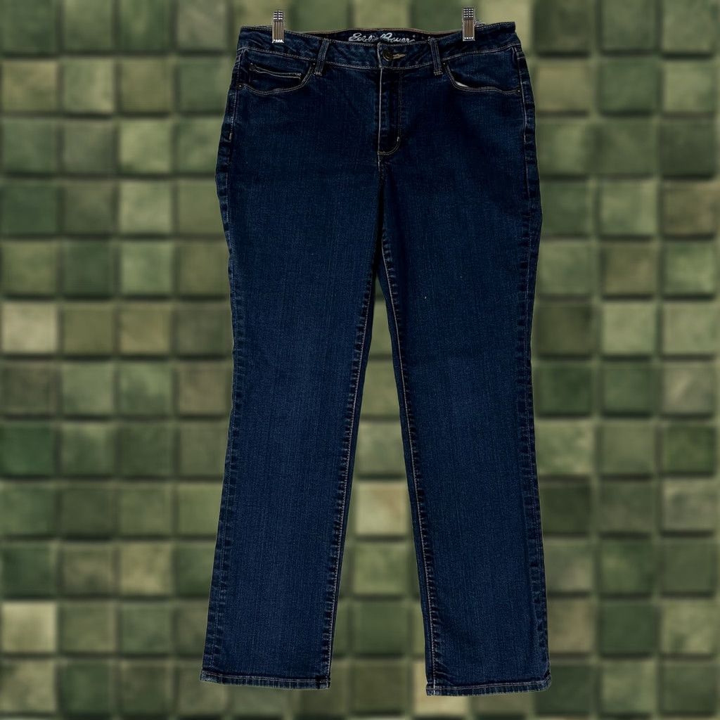 Eddie Bauer Eddie Bauer Jeans Womens 12S Straight Denim Blue Dark Wash Mid Rise 5-Pocket Size 34" / US 12 / IT 48 - 1 Thumbnail