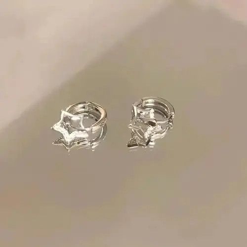 Jewelry Crystal Star Earrings in Silver, Men's