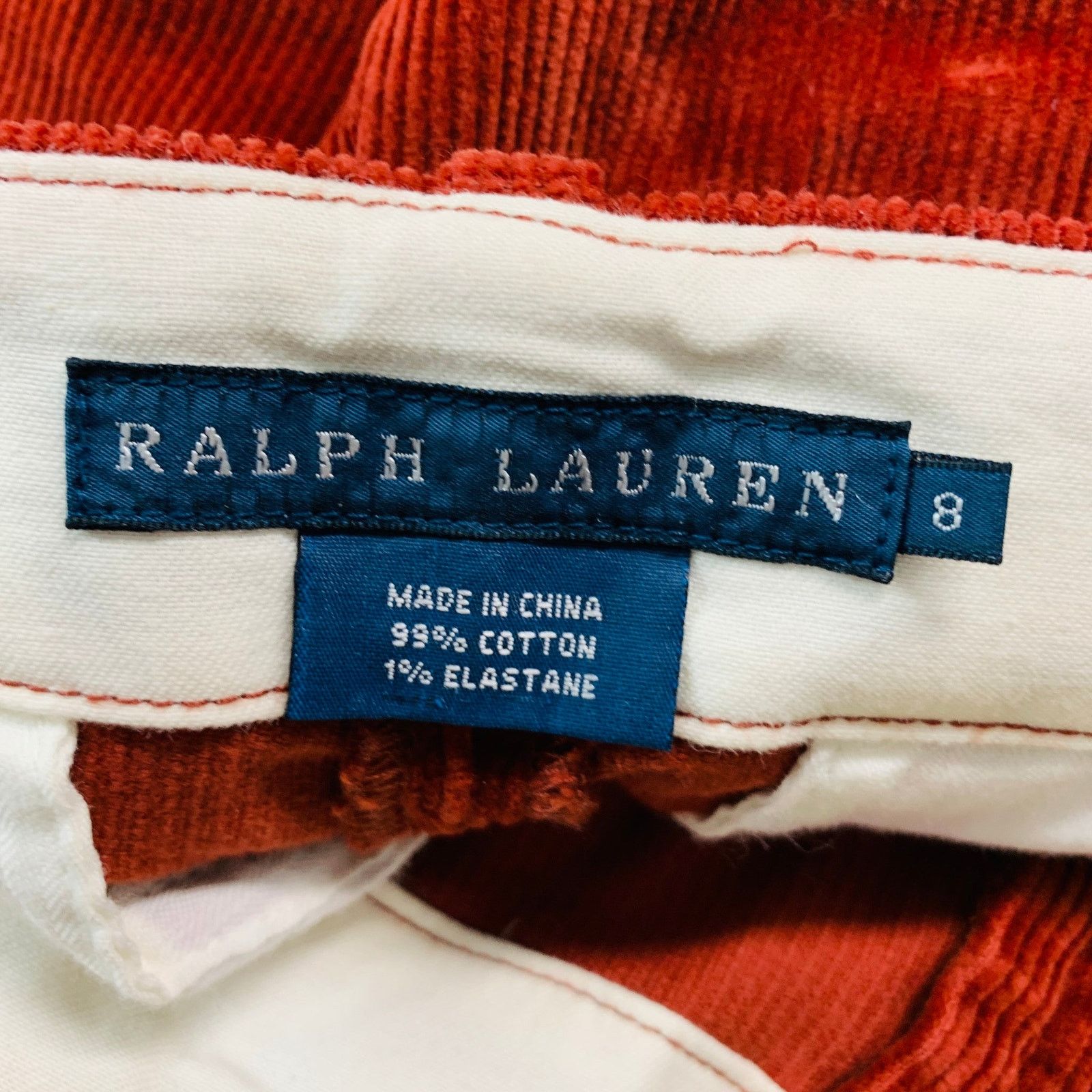 Ralph Lauren Red Brown Cotton Elastane Patchwork Suede Casual Pants Size 30" / US 8 / IT 44 - 4 Thumbnail
