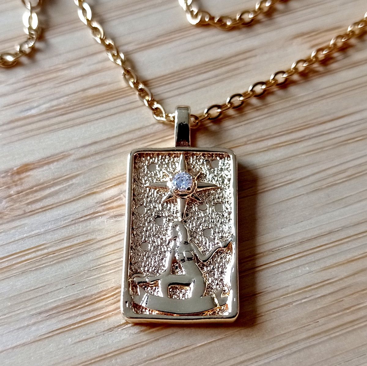 Designer × Vintage Punk Luxury Square Charm Gold Necklace Avant Garde Rave Size ONE SIZE - 4 Thumbnail