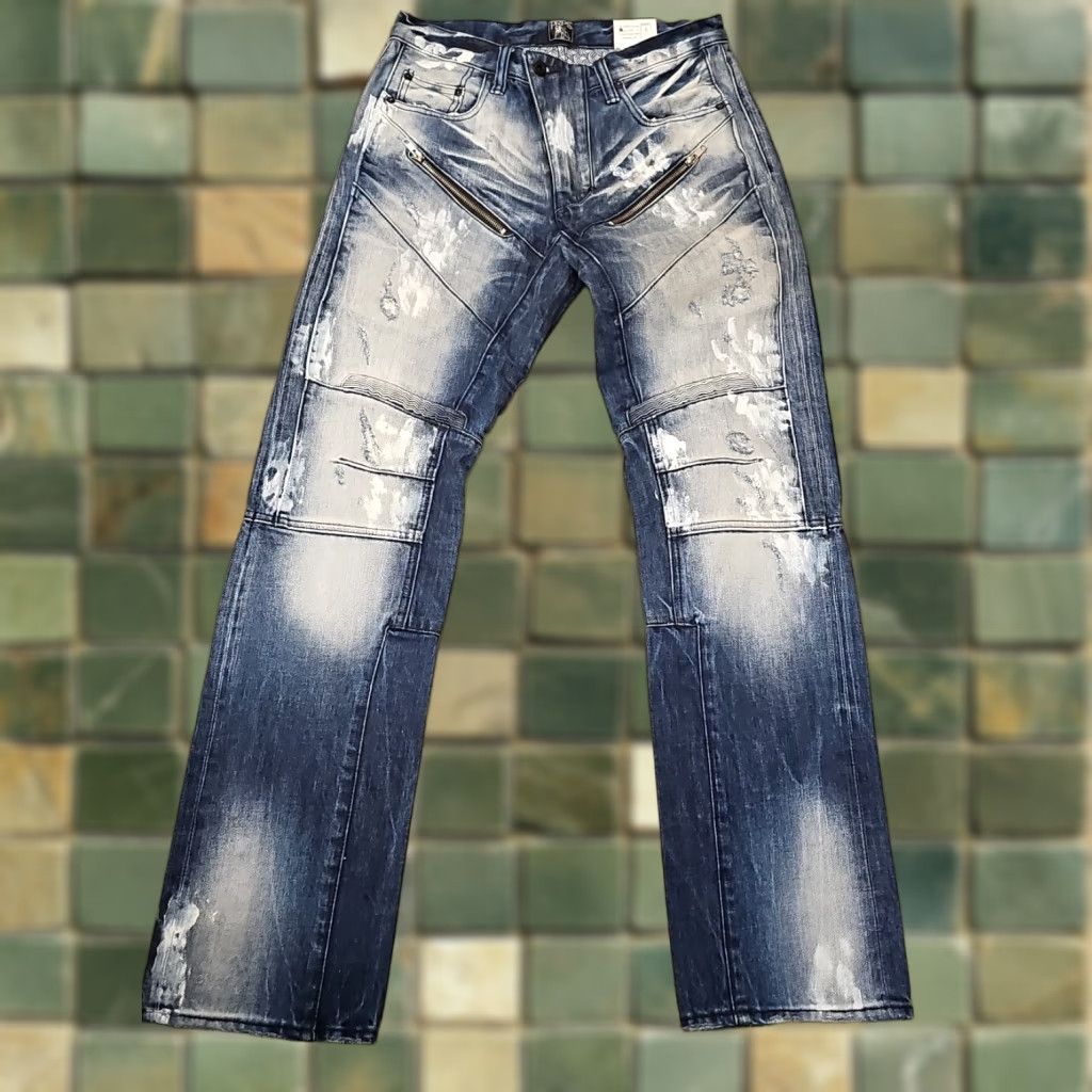 Prps PRPS Jeans Men 30 Blue Distressed Barracuda Straight Button Fly 30x34 Denim Cotton 5-Pocket Regular City Vintage: No Size US 30 / EU 46 - 1 Thumbnail