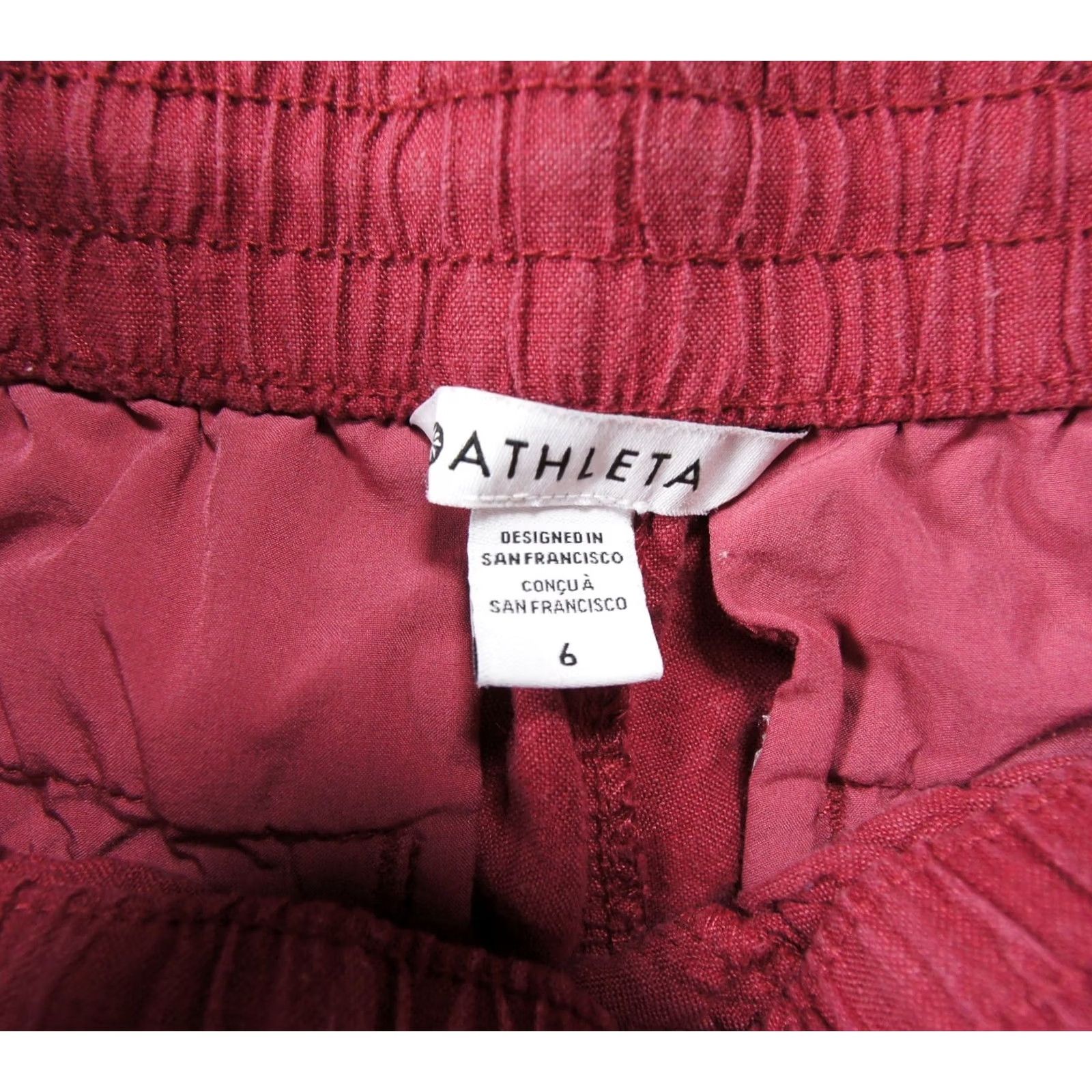 Athleta Athleta Pants Womens 6 Red Jogger Linen Drawstring Casual Lounge Ladies Size 28" / US 6 / IT 42 - 6 Thumbnail