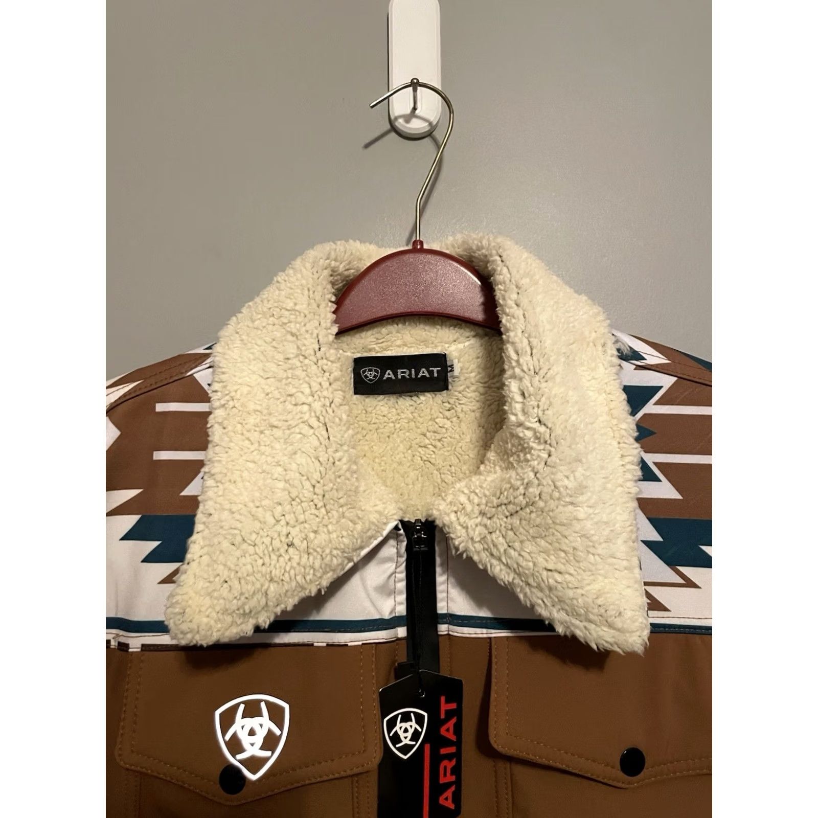 Ariat Ariat Jacket Men’s M Softshell Leather Sherpa Aztec Brown Motorcycle Cowboy NWT Size US M / EU 48-50 / 2 - 5 Thumbnail