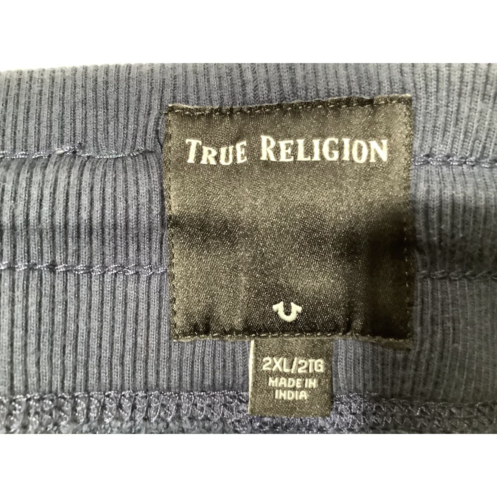 True Religion True Religion Pants Mens 2XL Blue Jogger Sweatpants Tapered Cuffs Logo Cotton Size US 39 - 7 Thumbnail
