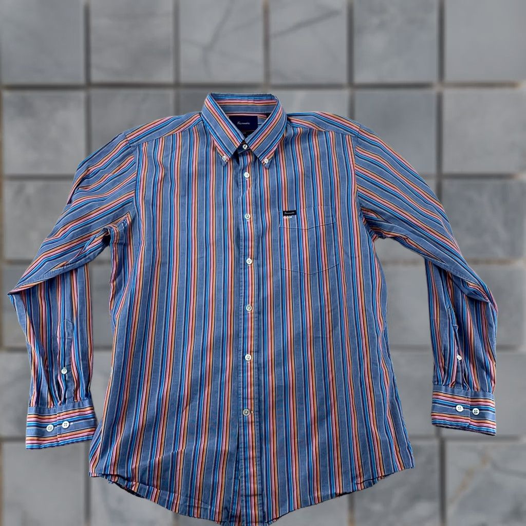 Faconnable Faconnable Shirt Mens L Colorful Striped Long Sleeve Collared Button-Down Size US L / EU 52-54 / 3 - 1 Thumbnail