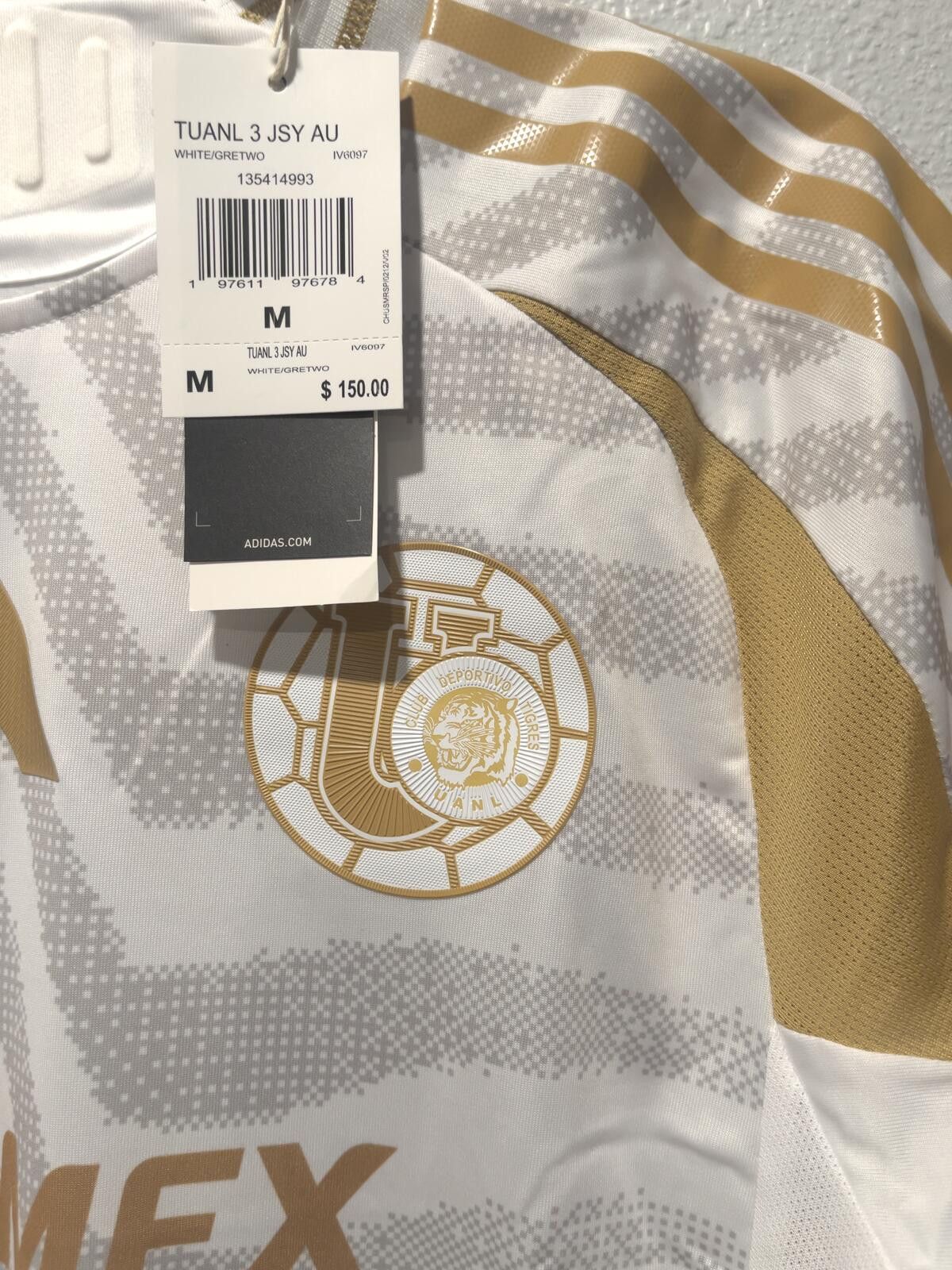 Adidas Adidas TUANL 3 JSY AU White and Gold Soccer Jersey Medium Size US M / EU 48-50 / 2 - 2 Thumbnail