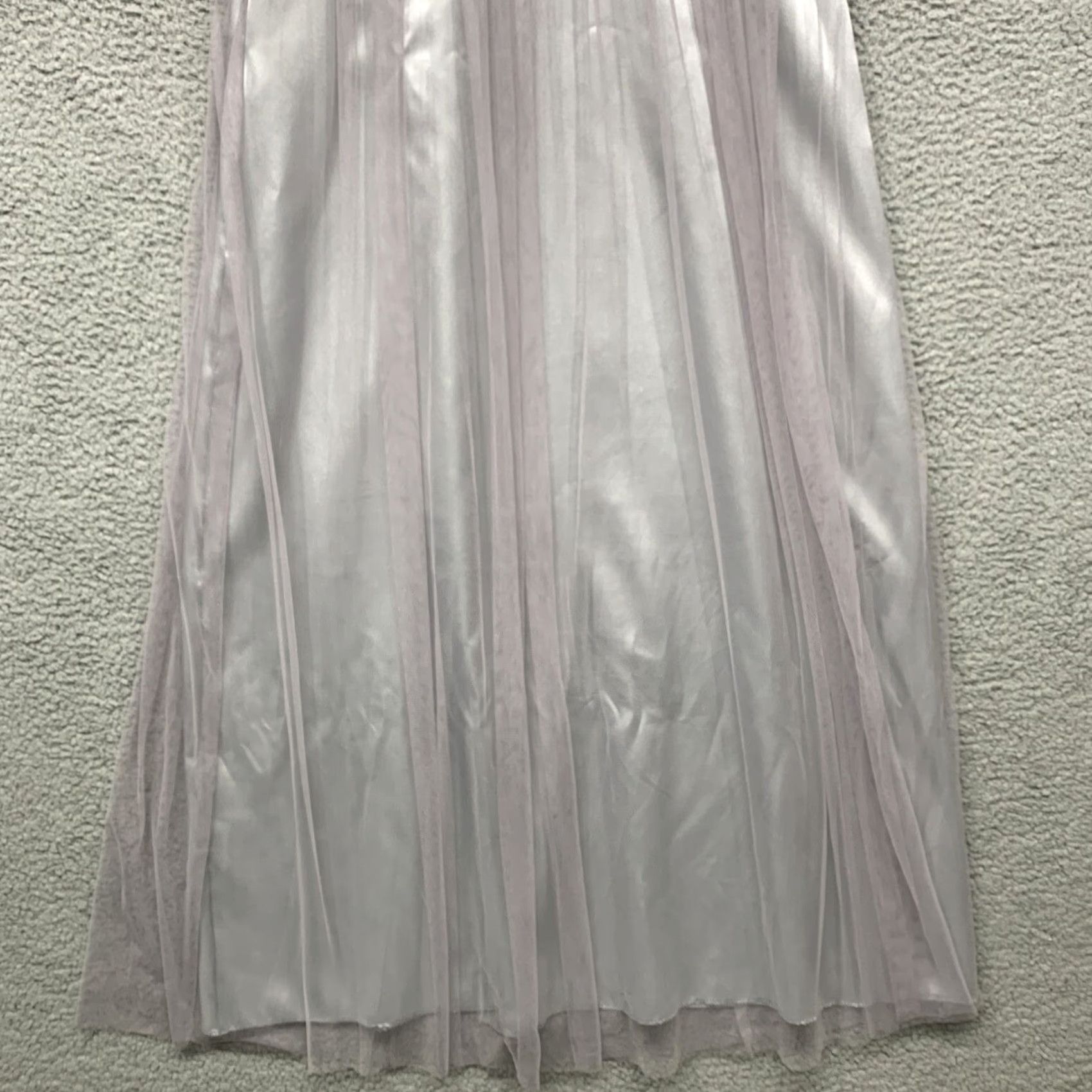 Vintage NEW Long Evening Gown Dress M (READ) Silver Gray Sheer Back Formal Prom NWOT Size M / US 6-8 / IT 42-44 - 4 Thumbnail