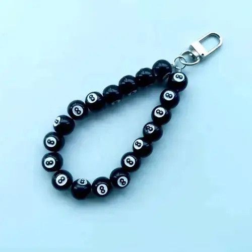 American Edition × Jewelry Creative Punk Acrylic Black Billiards 8 Ball Beads Key Chain Size ONE SIZE - 3 Thumbnail