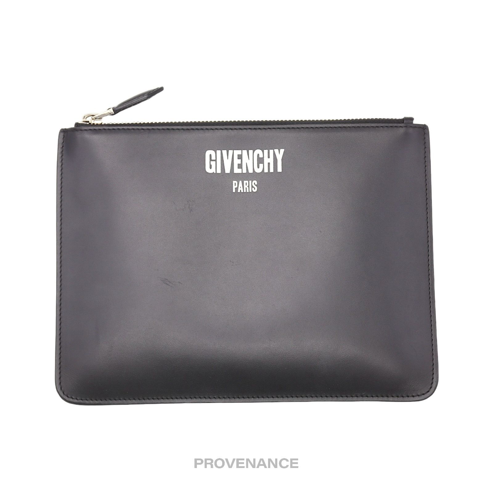 Givenchy 🔴 Givenchy Logo Zip Pouch Clutch Bag - Black Leather Size ONE SIZE - 2 Thumbnail